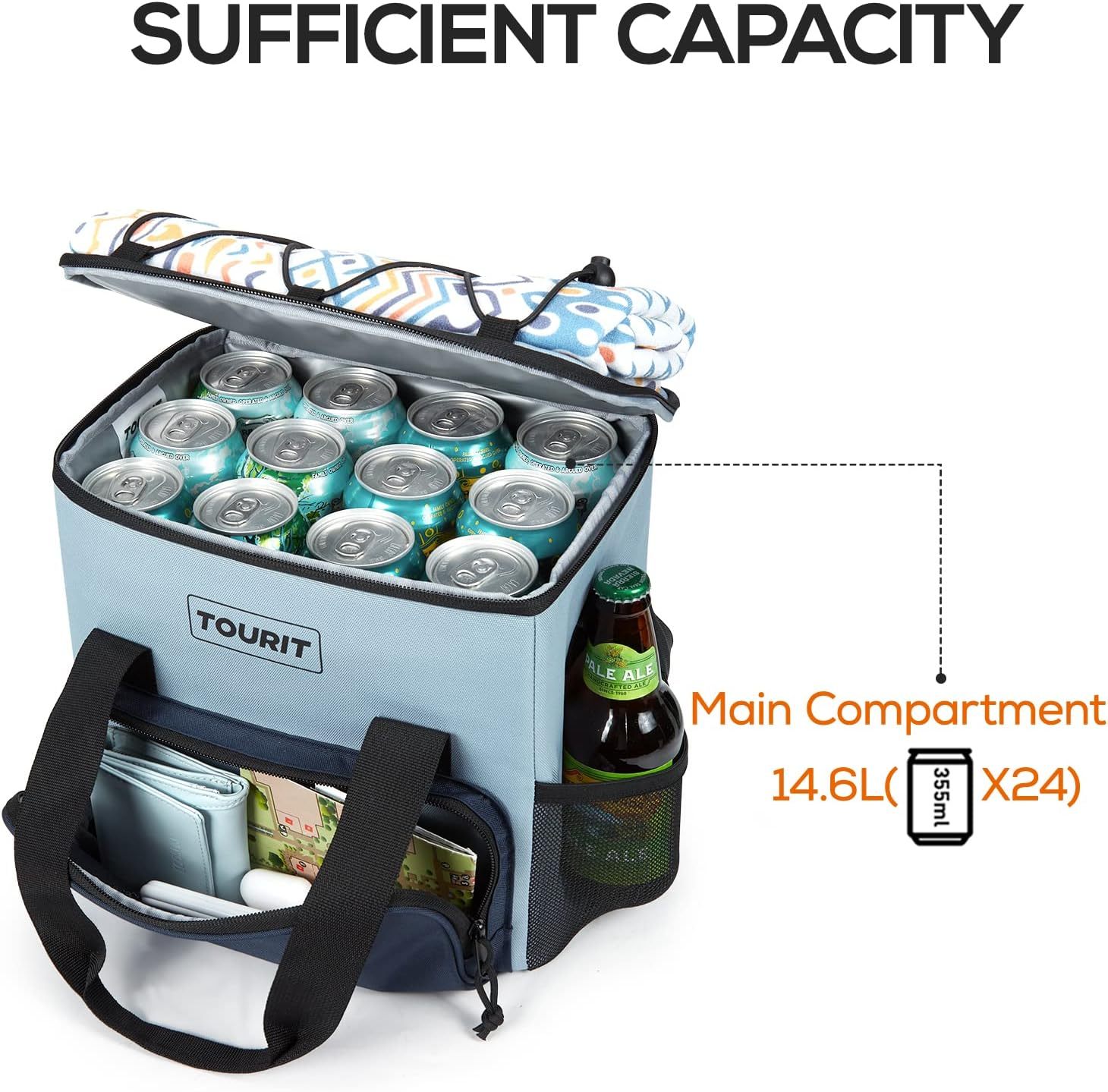 TOURIT 24 Can Cooler Bag Grey Blue
