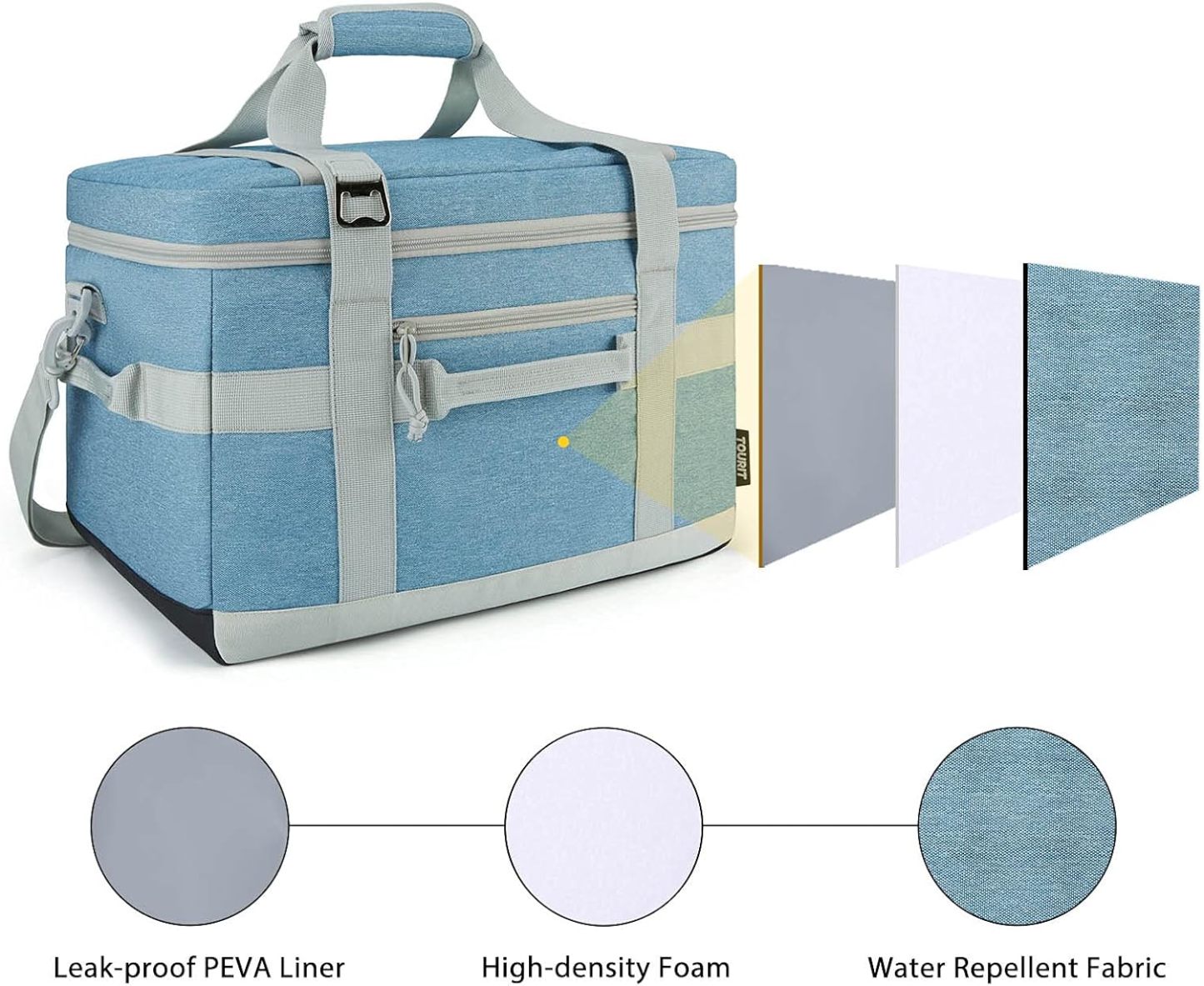 TOURIT 48 Can Cooler Bag Light Blue