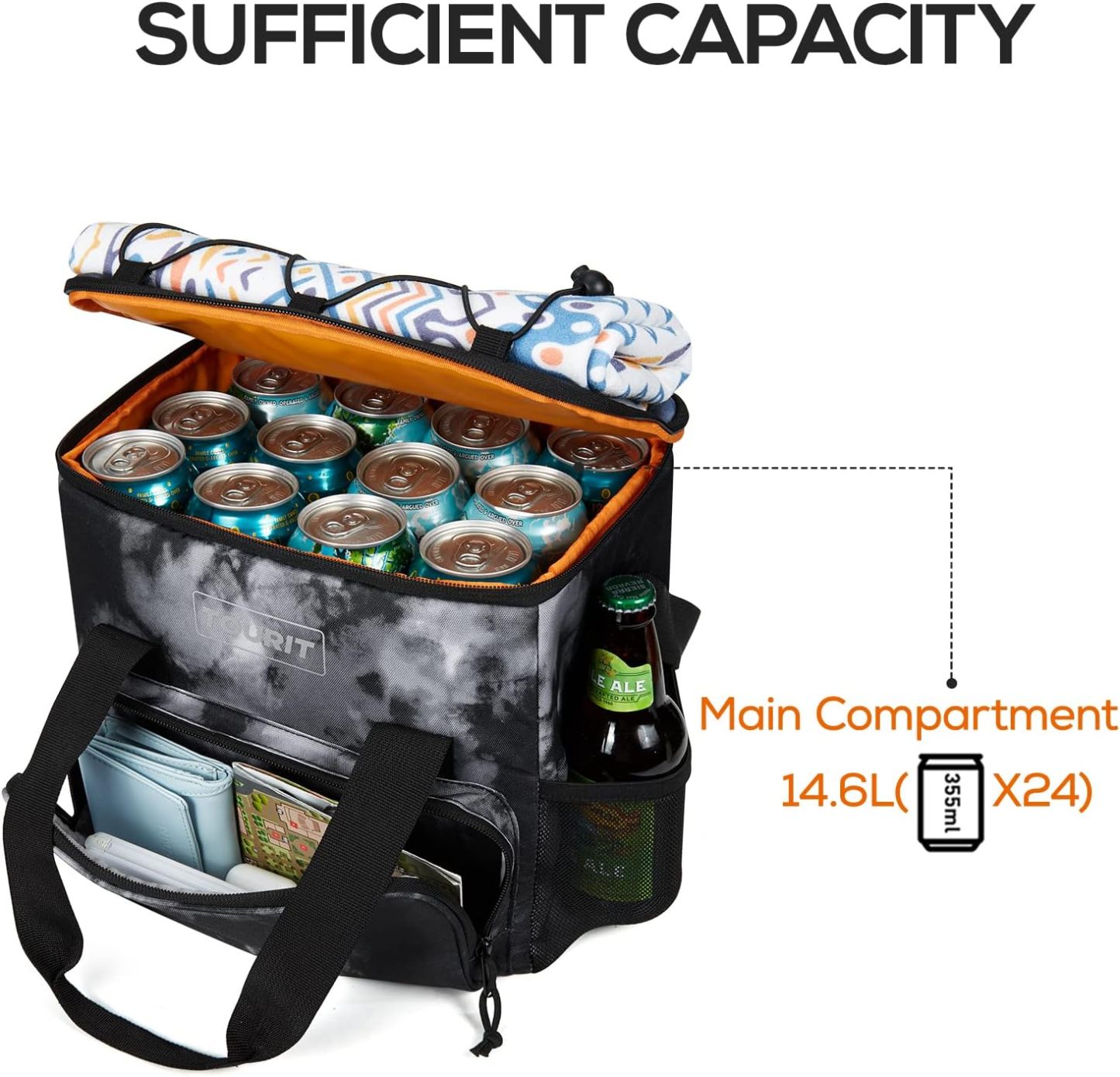 TOURIT 24 Can Cooler Bag Tie-dye Black