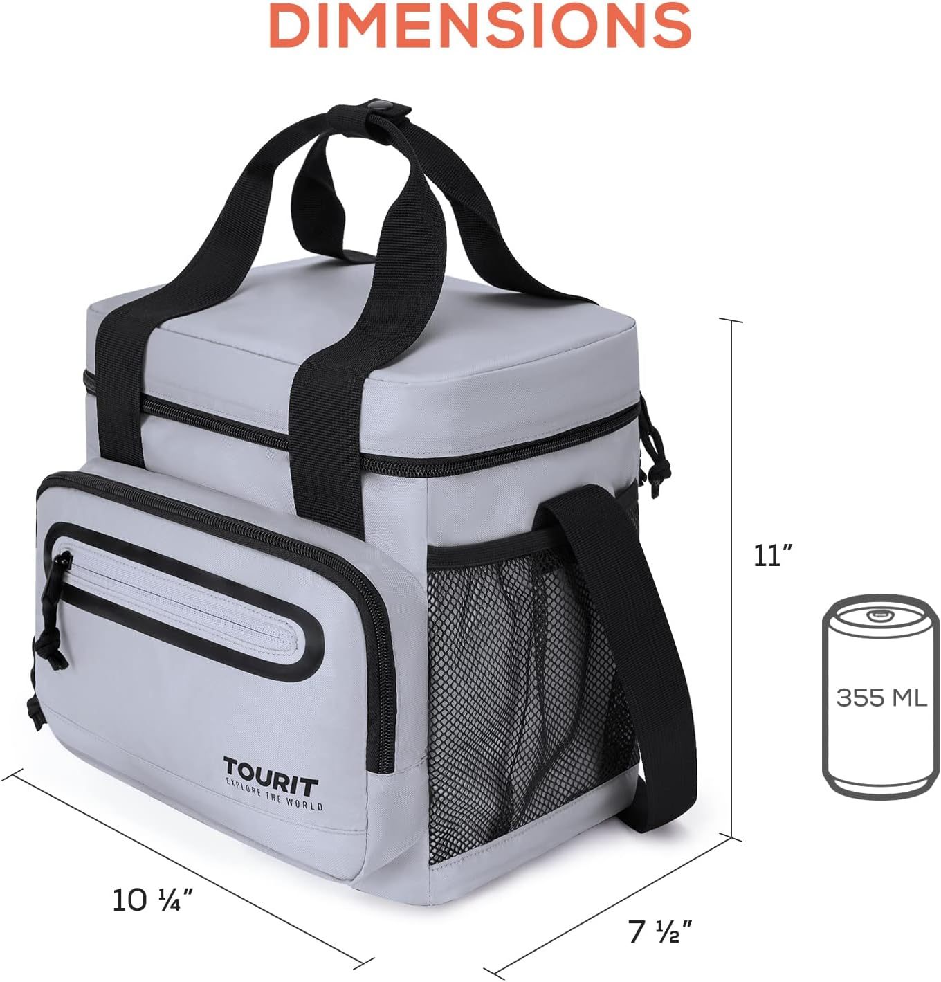 TOURIT 14L Large Lunch Bag Gray