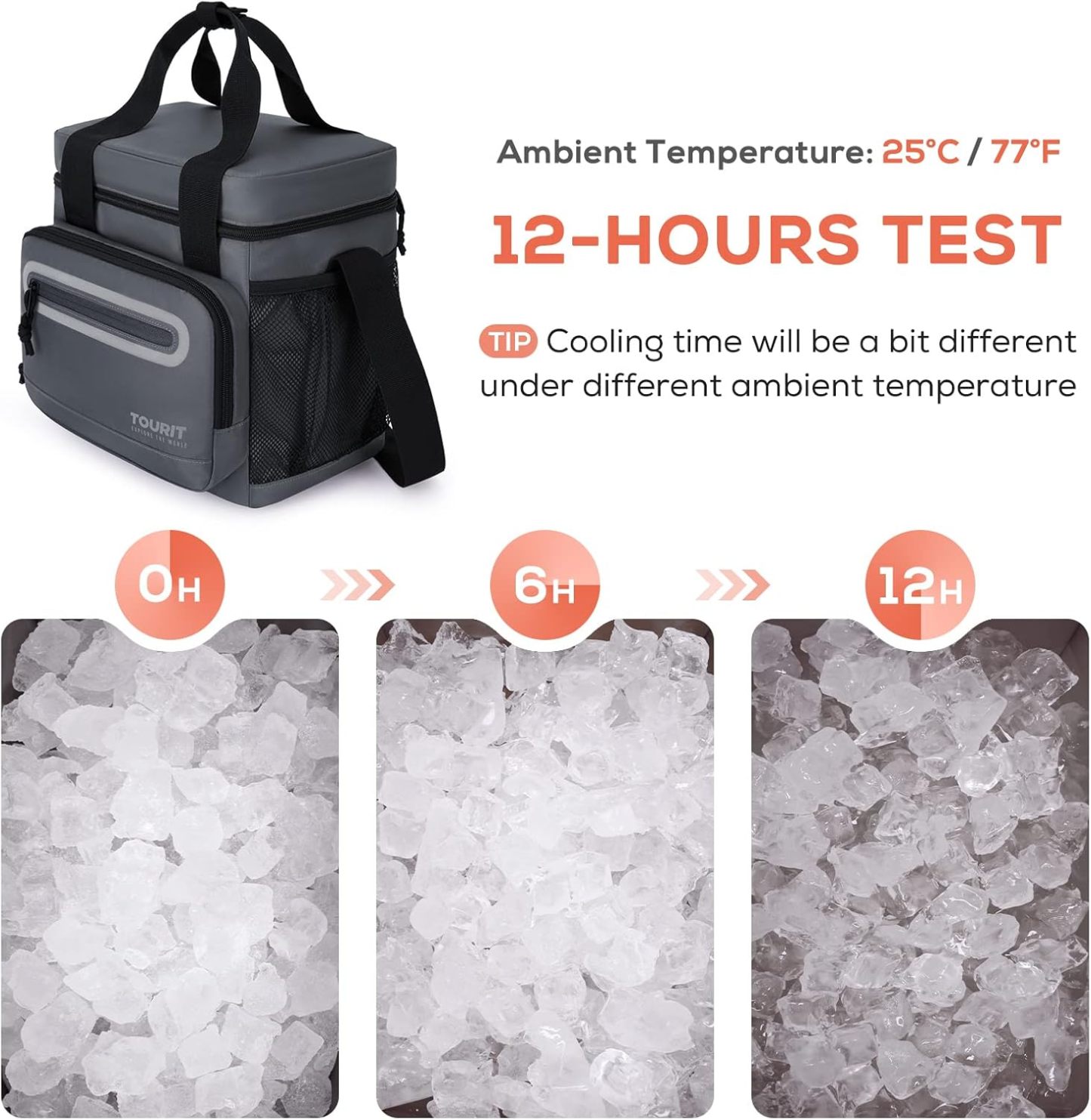 TOURIT 14L Large Lunch Bag Dark Gray