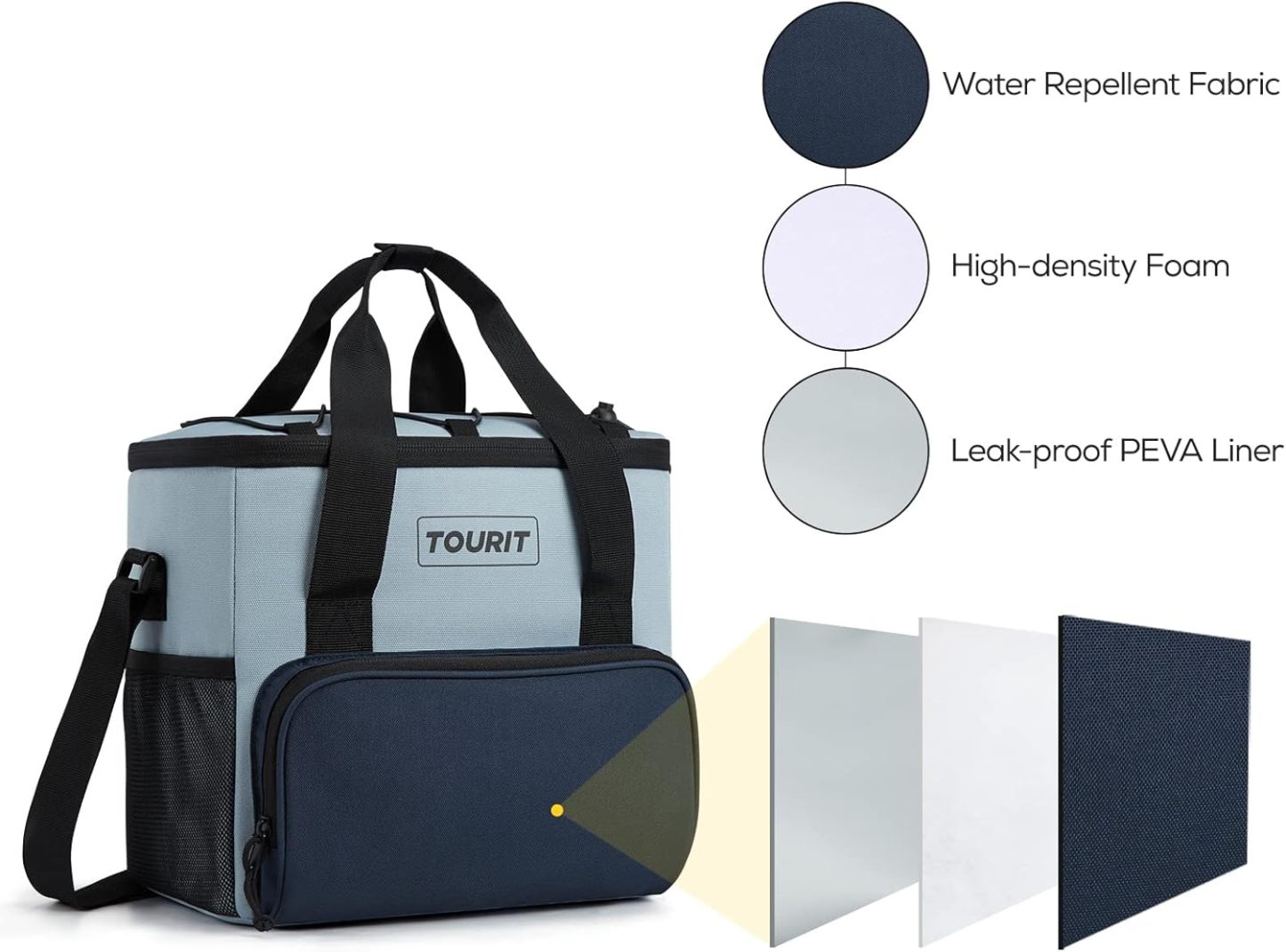 TOURIT 24 Can Cooler Bag Grey Blue