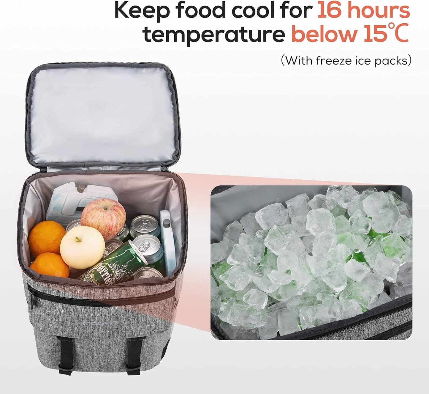 TOURIT Backpack Cooler Leak Proof 28 Cans Cooler Backpack Grey