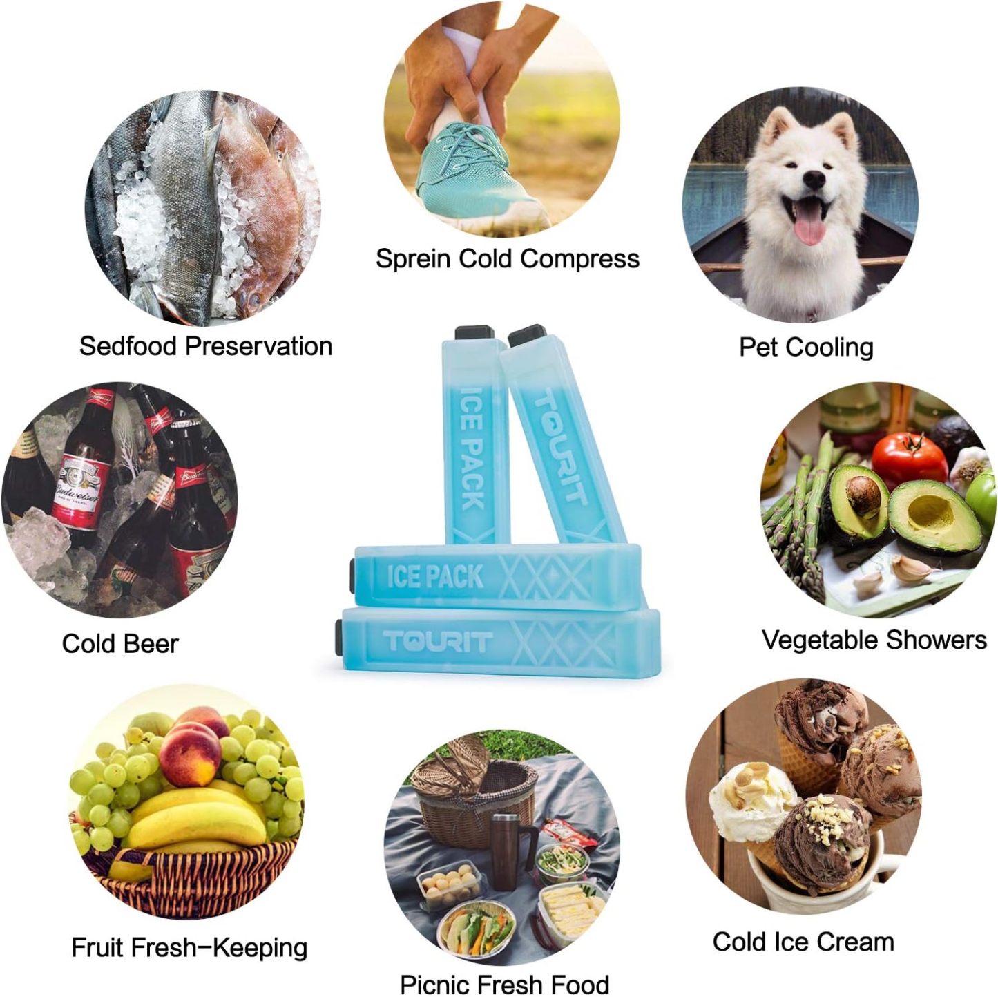TOURIT Set of 4 Ice Pack for Lunch Box