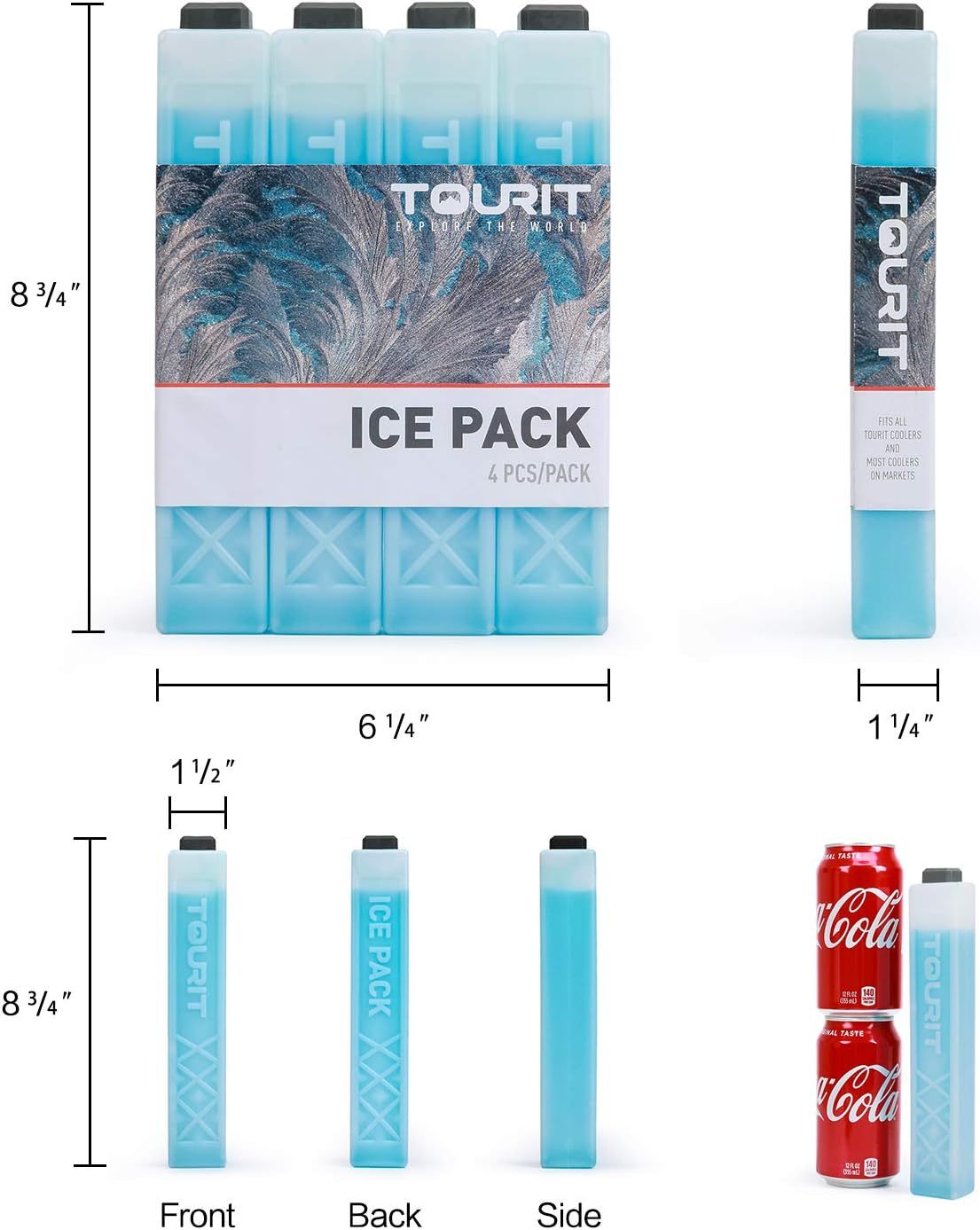 TOURIT Set of 4 Ice Pack for Lunch Box