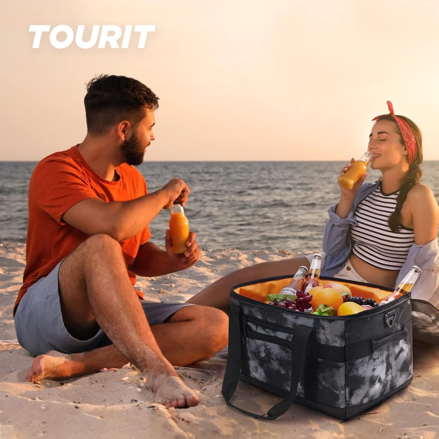TOURIT 48 Can Cooler Bag Tie-dyed Black