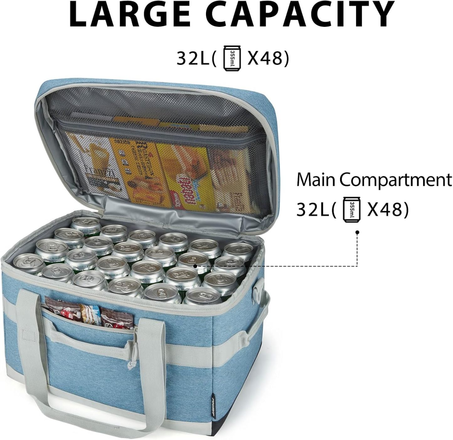 TOURIT 48 Can Cooler Bag Light Blue