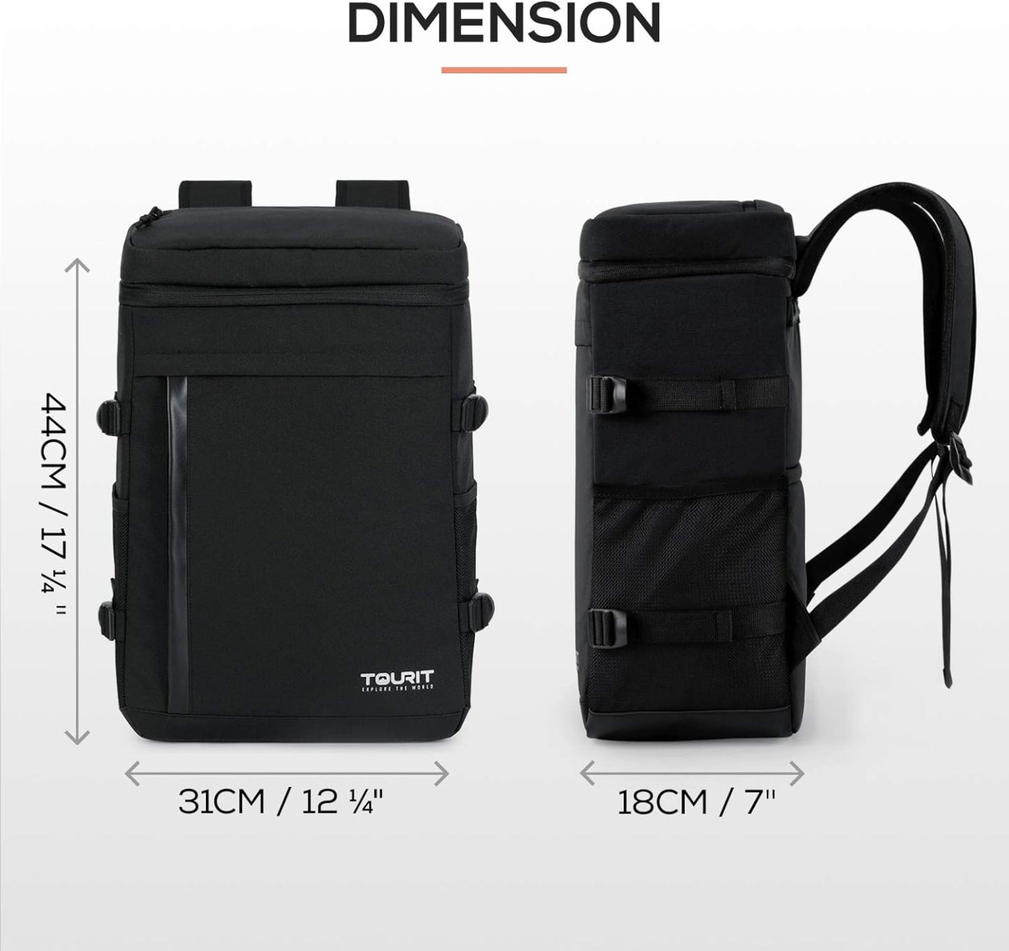 TOURIT Cooler Backpack 32 Cans Backpack Black