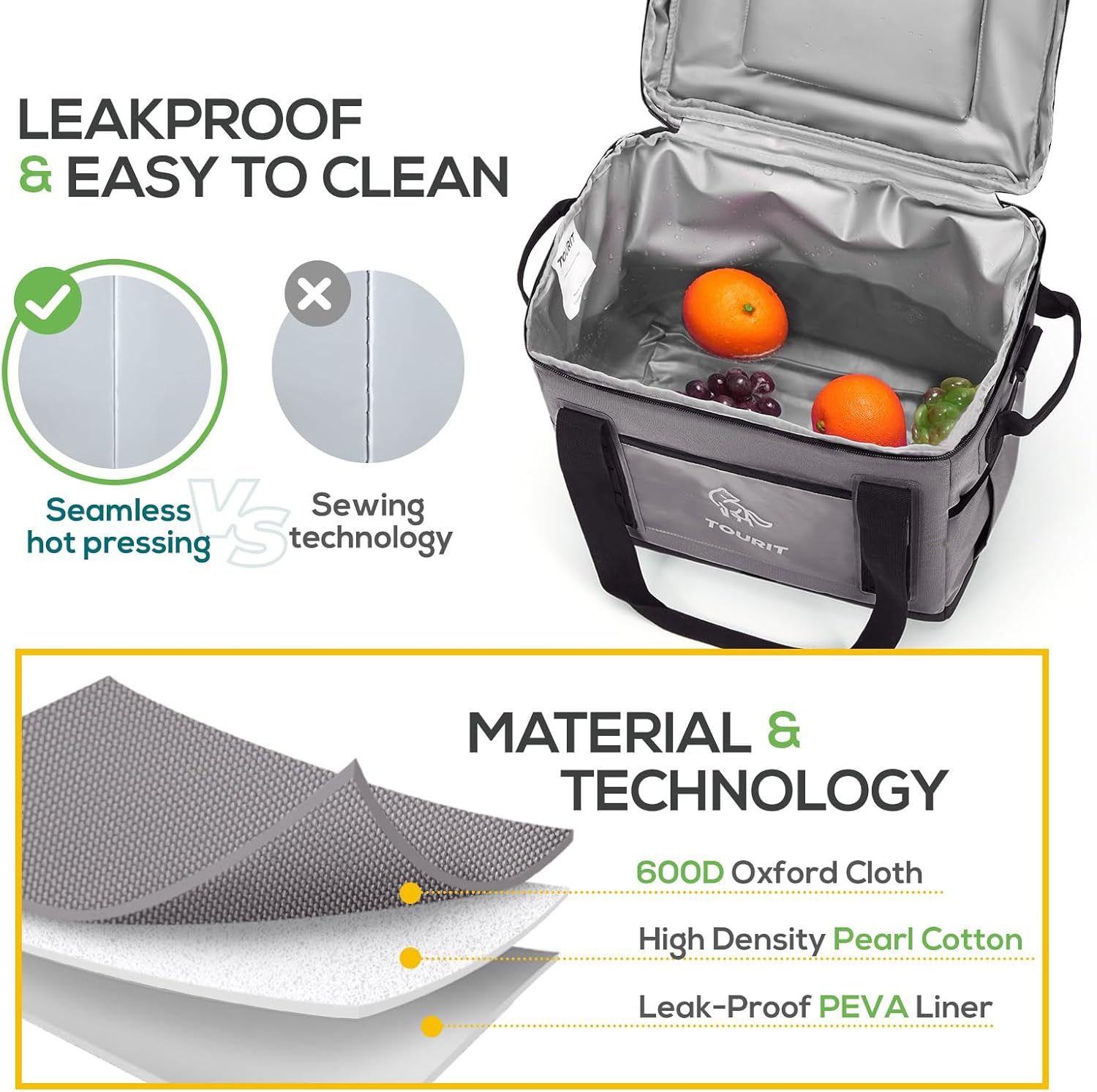 [Copy]TOURIT Portable 50-Can Collapsible Rolling Soft Cooler Grey