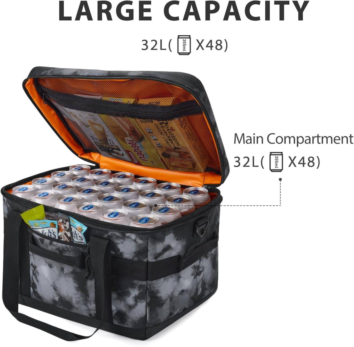 TOURIT 48 Can Cooler Bag Tie-dyed Black