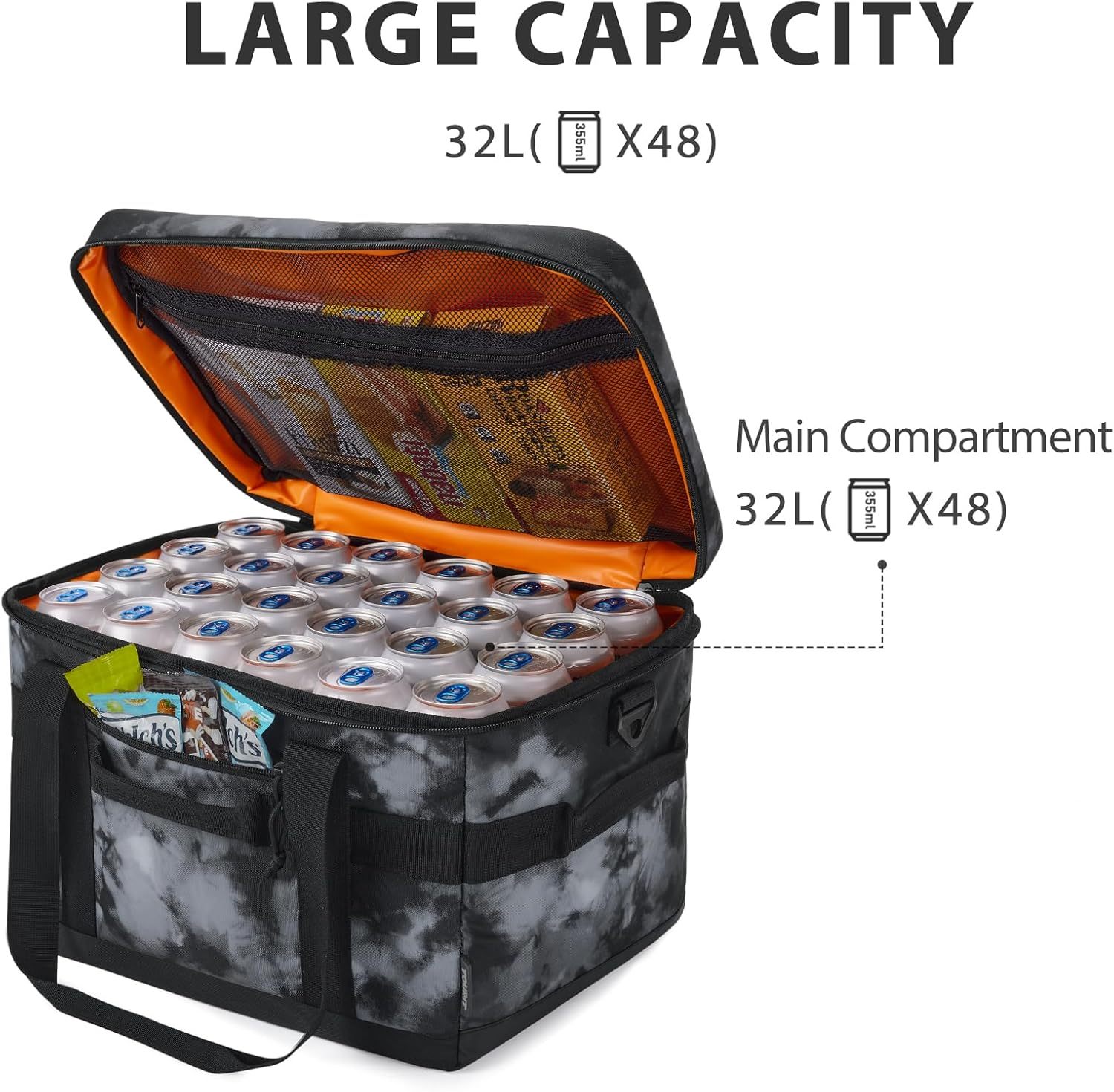 TOURIT 48 Can Cooler Bag Tie-dyed Black