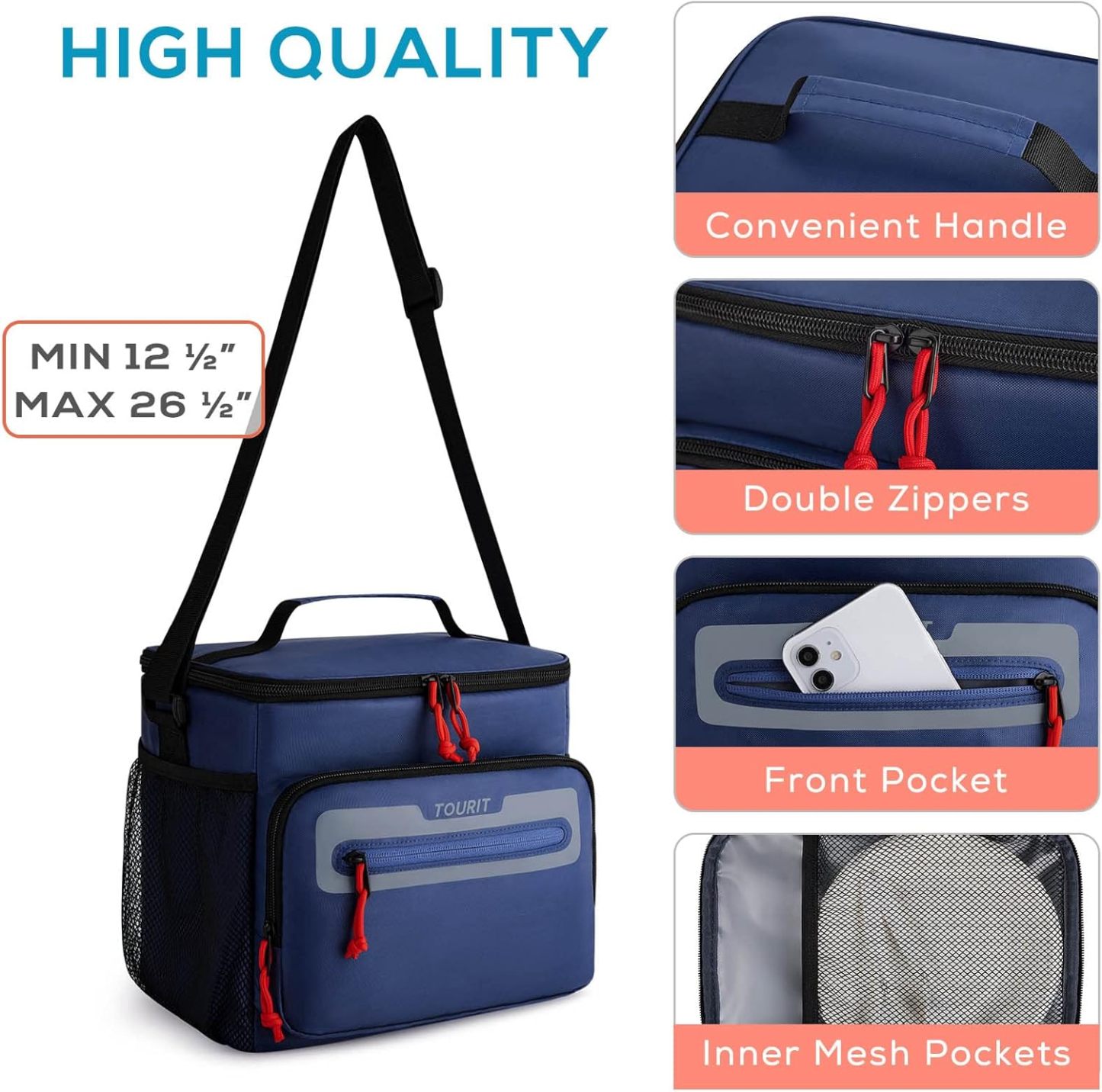 TOURIT 14L Large Lunch Bag Dark Blue