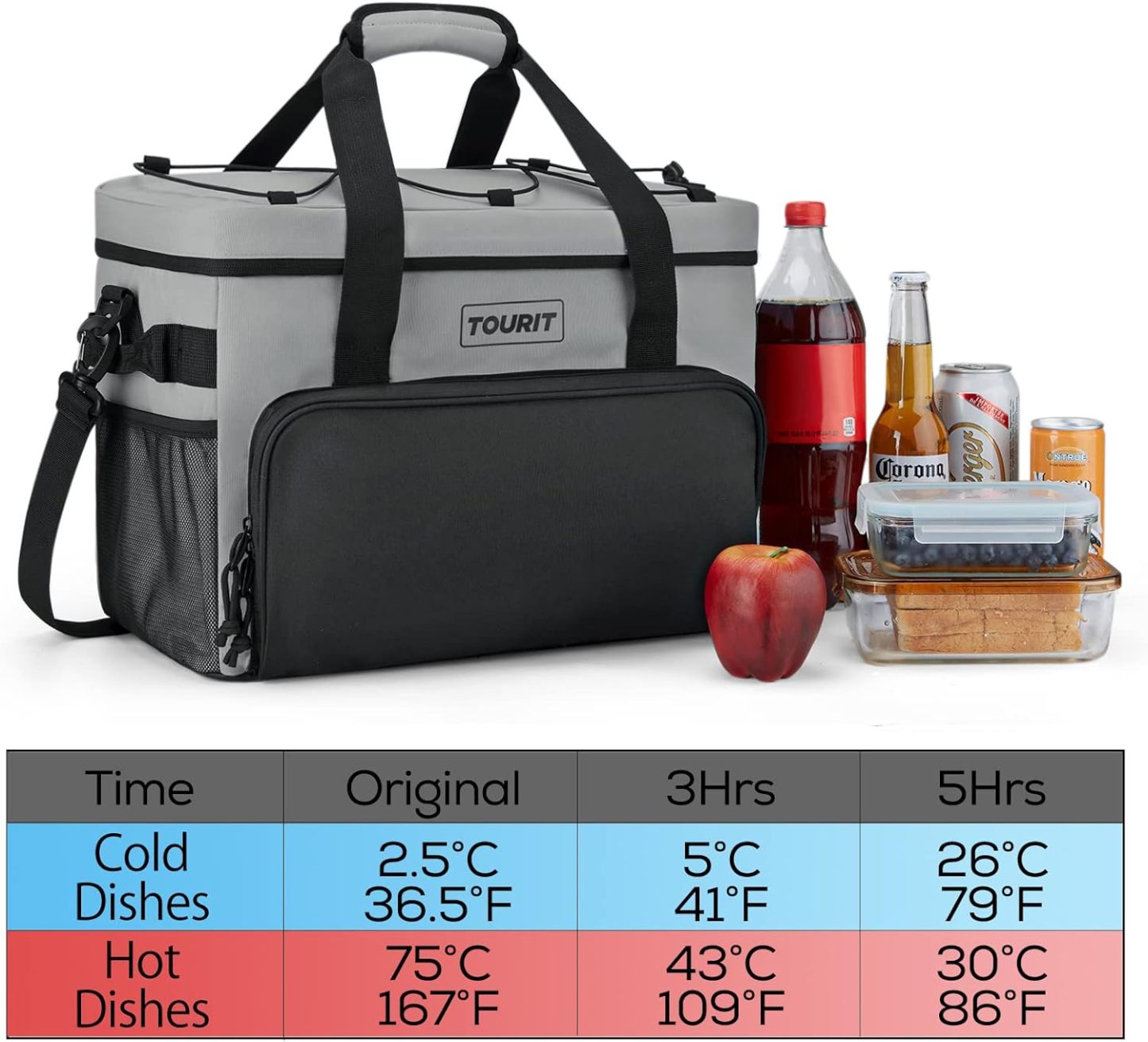 TOURIT 46 Can Cooler Bag Grey