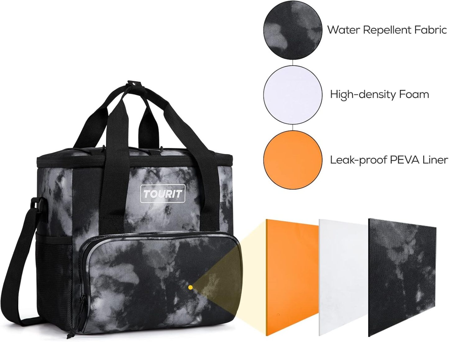TOURIT 24 Can Cooler Bag Tie-dye Black