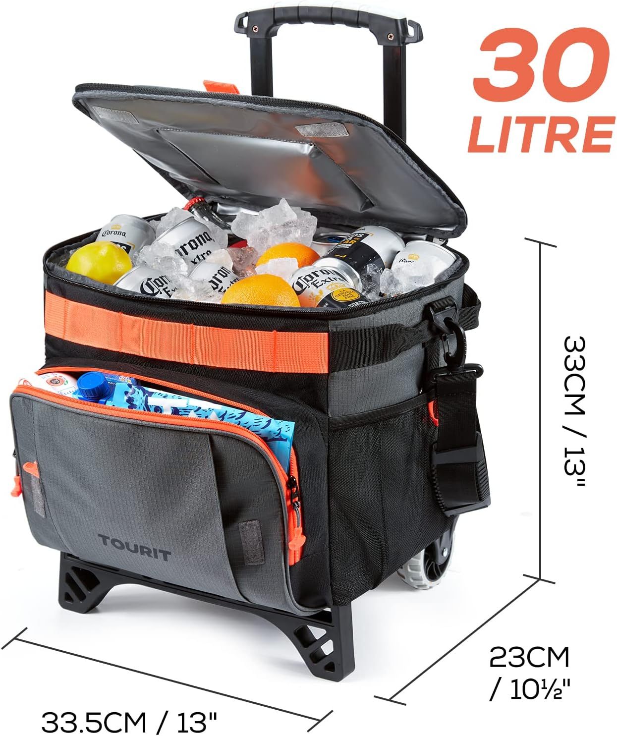 TOURIT 50-Can Rolling Cooler Leakproof Insulated Soft Cooler Gray