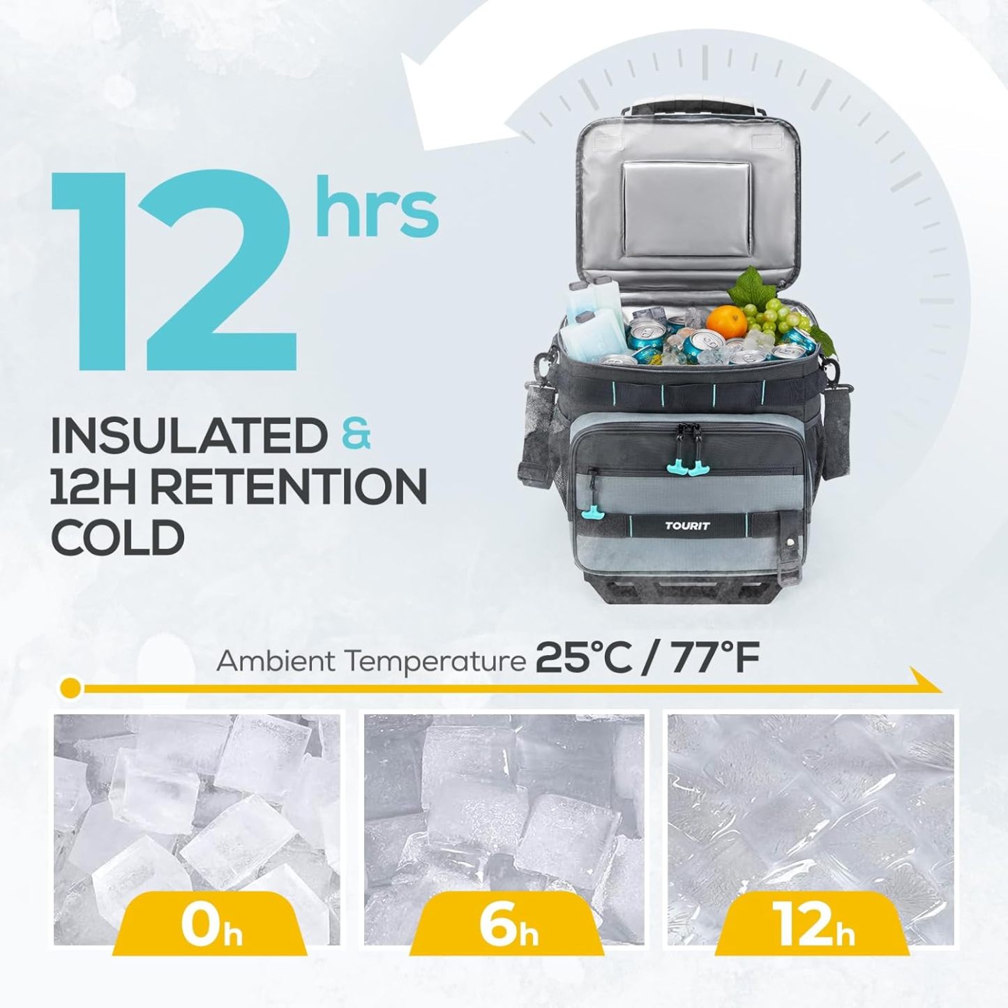 TOURIT Collapsible 48-Can Leak-Proof Insulated Rolling Cooler Grey