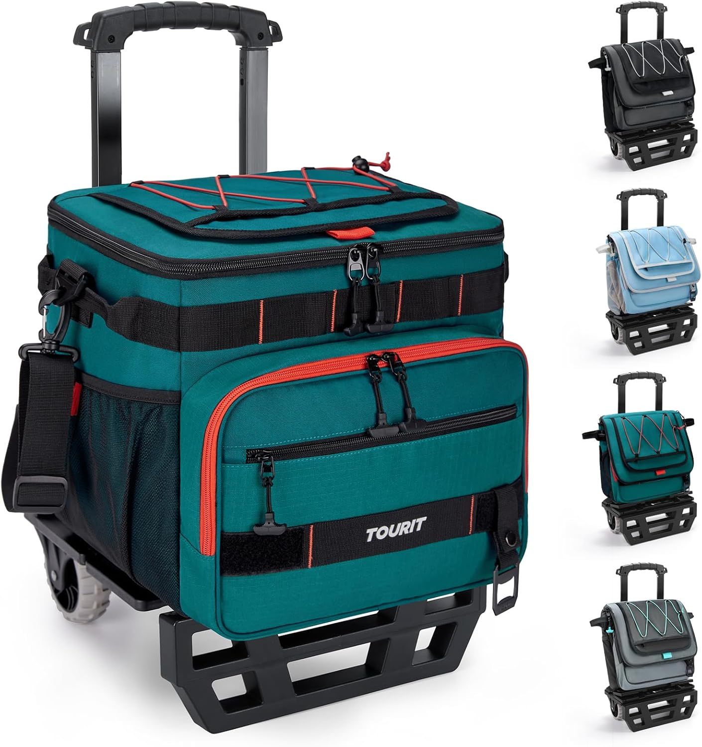 TOURIT 48-Can Leak-Proof Insulated Rolling Cooler Green