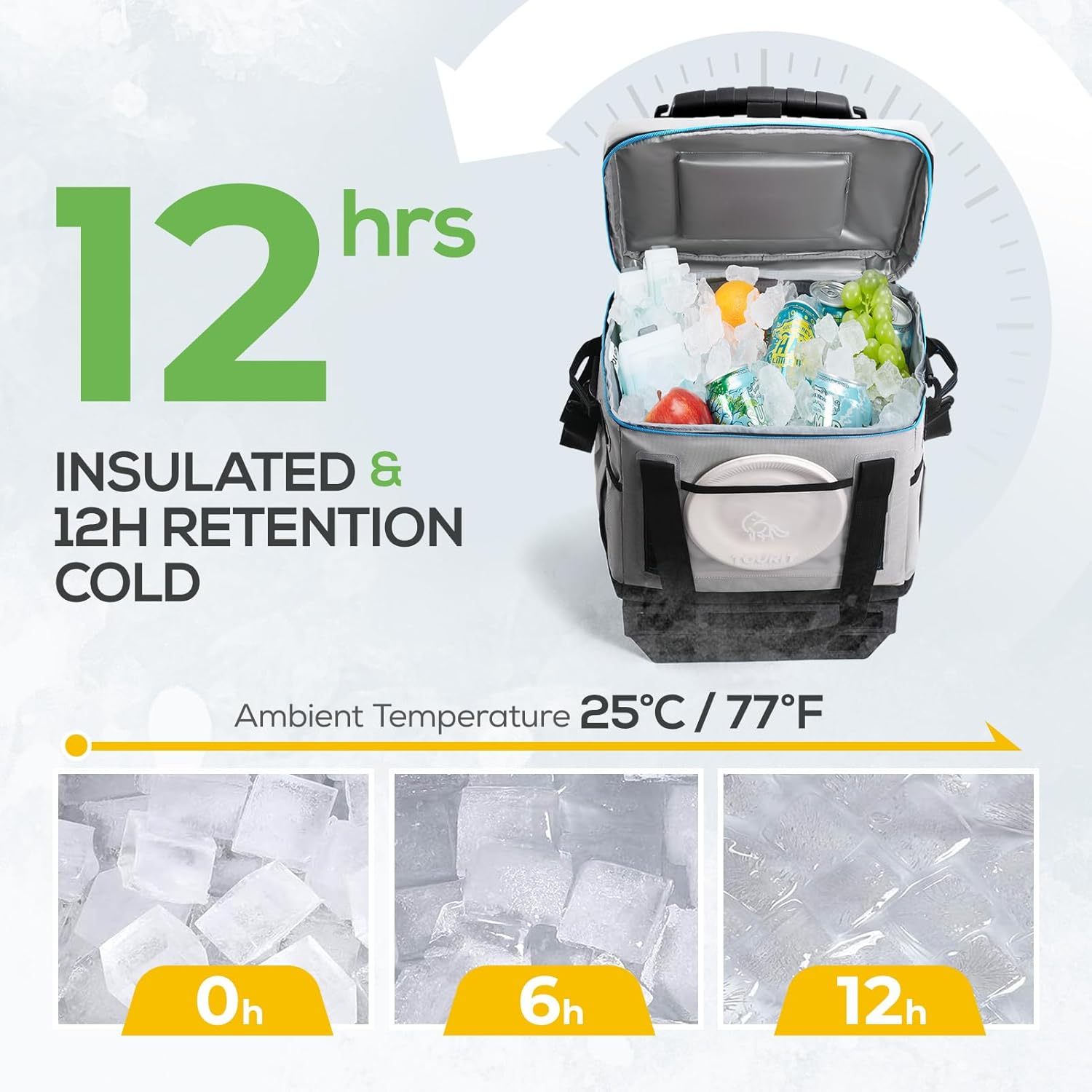 TOURIT Portable 50-Can Collapsible Rolling Soft Cooler White