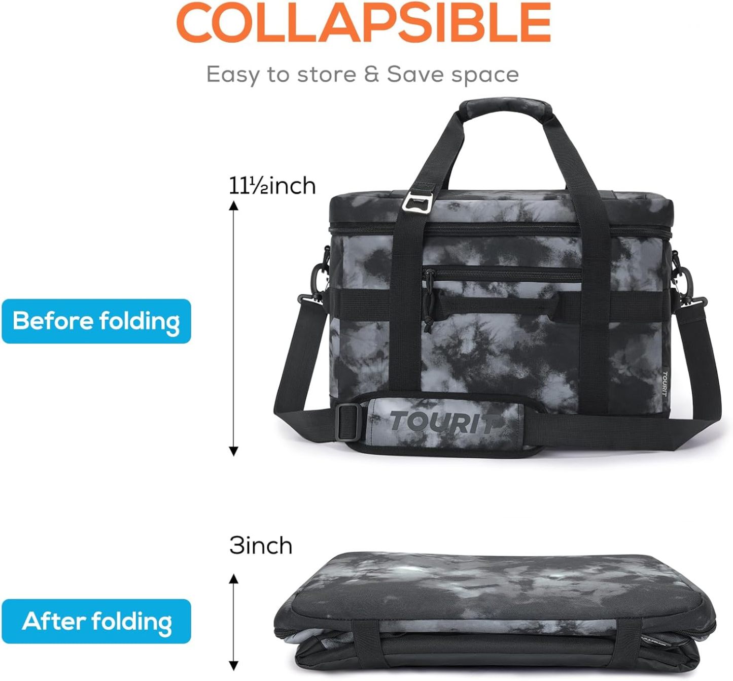 TOURIT 48 Can Cooler Bag Tie-dyed Black