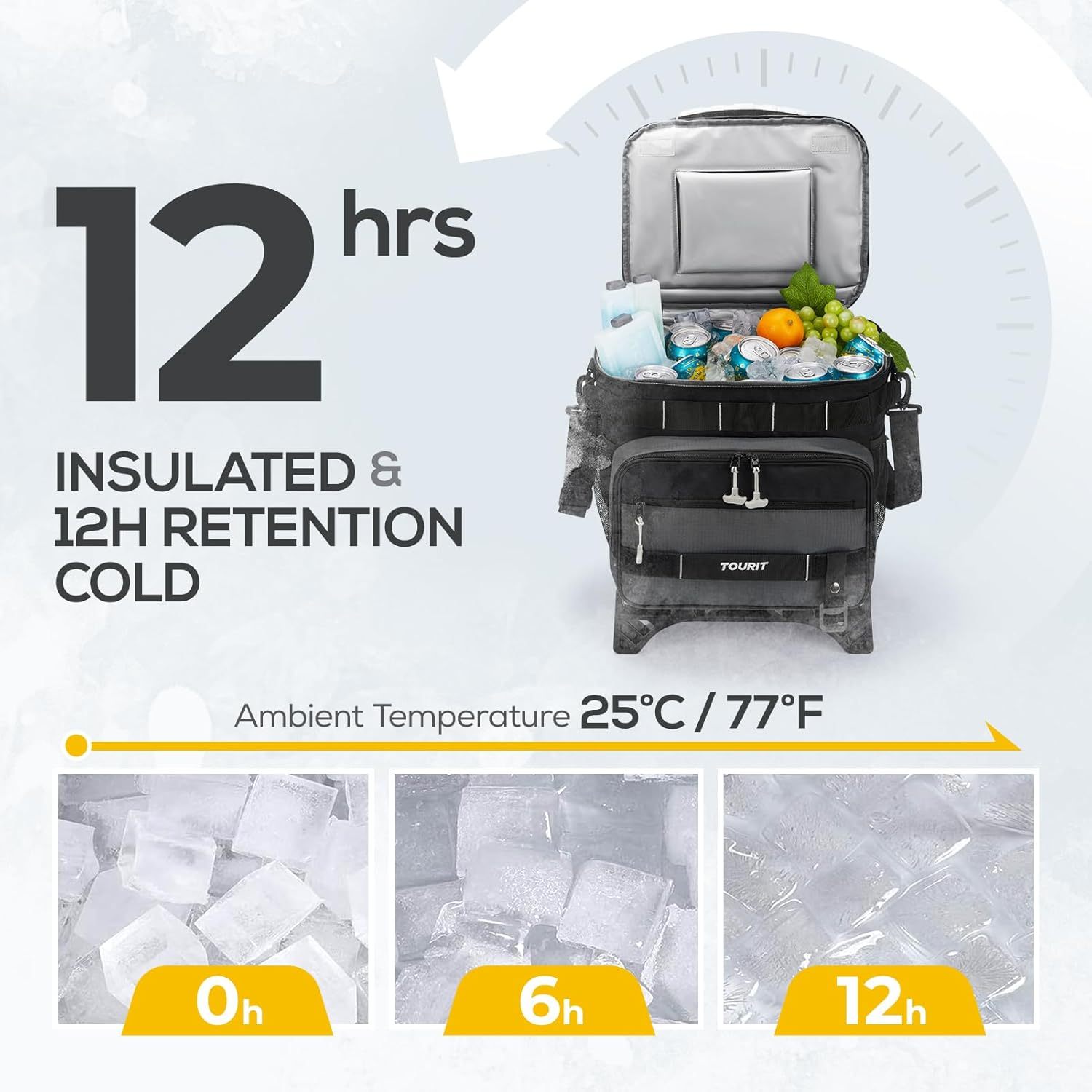 TOURIT 48-Can Leak-Proof Insulated Rolling Cooler Black