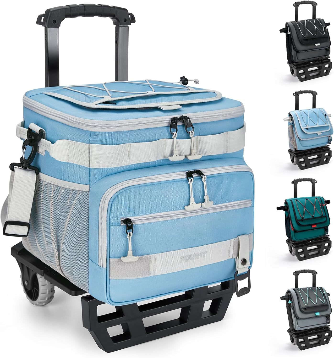 TOURIT 48-Can Leak-Proof Insulated Rolling Cooler Light Blue