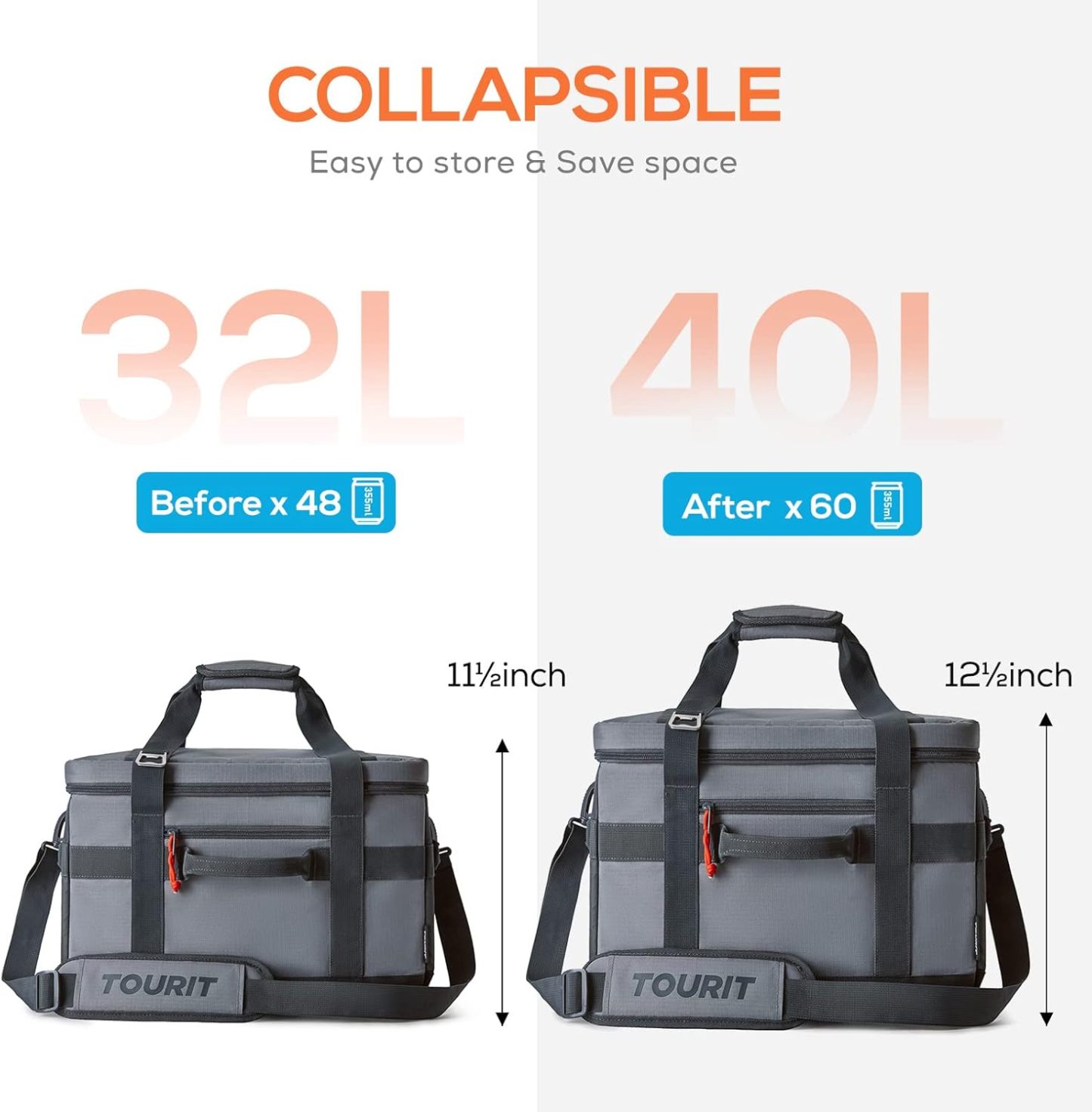TOURIT 60 Can Cooler Bag Grey