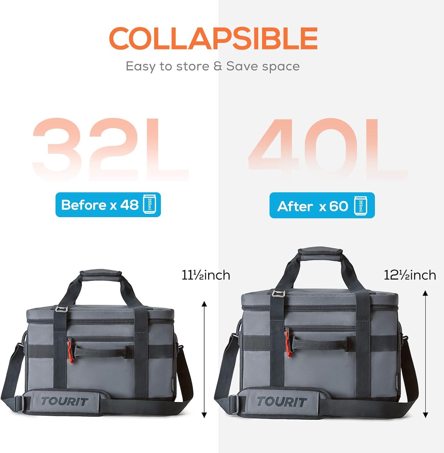 TOURIT 60 Can Cooler Bag Grey