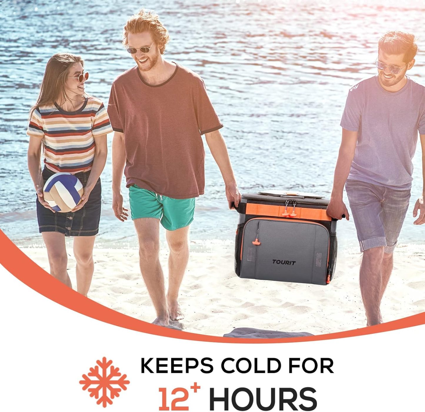 TOURIT 50-Can Rolling Cooler Leakproof Insulated Soft Cooler Gray
