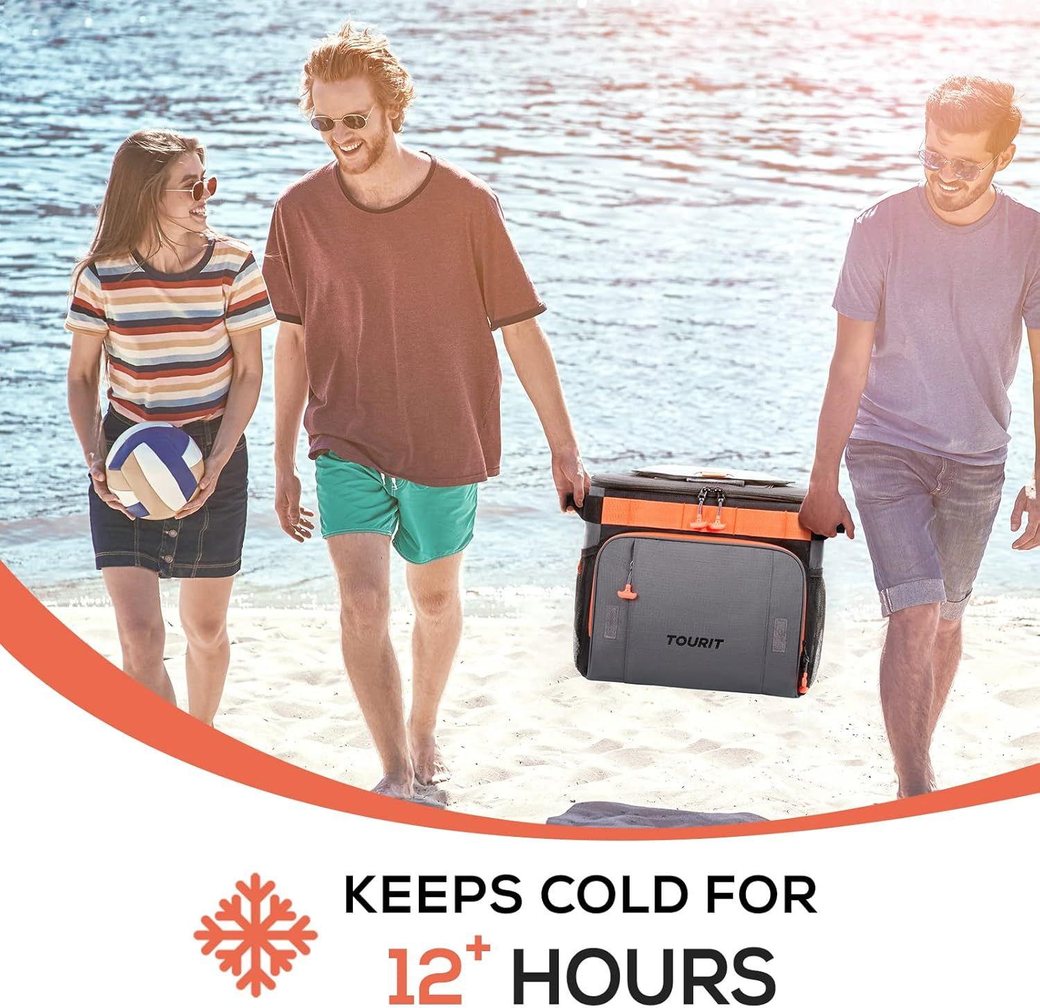TOURIT 50-Can Rolling Cooler Leakproof Insulated Soft Cooler Gray