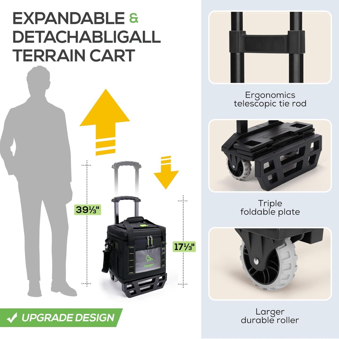 TOURIT Portable 50-Can Collapsible Rolling Soft Cooler Black