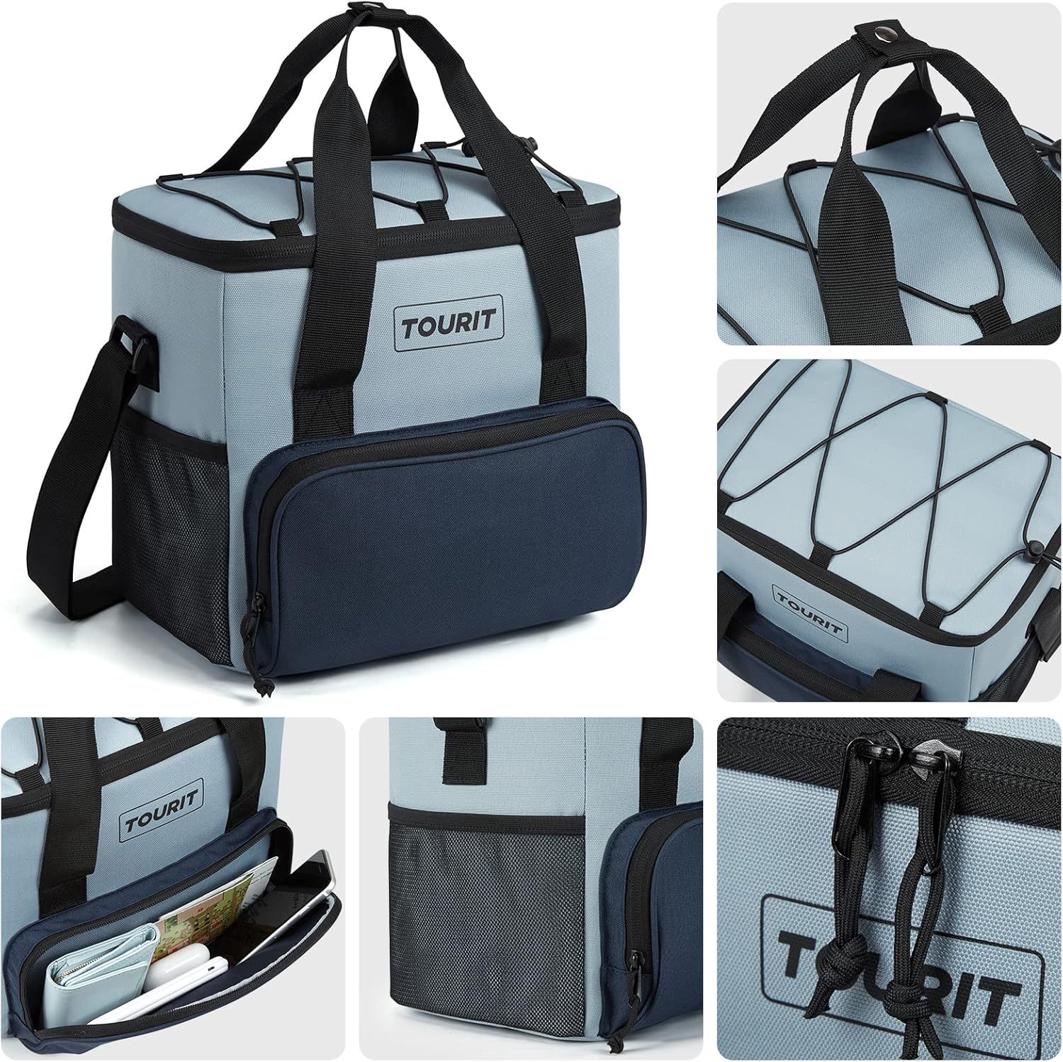 TOURIT 24 Can Cooler Bag Grey Blue