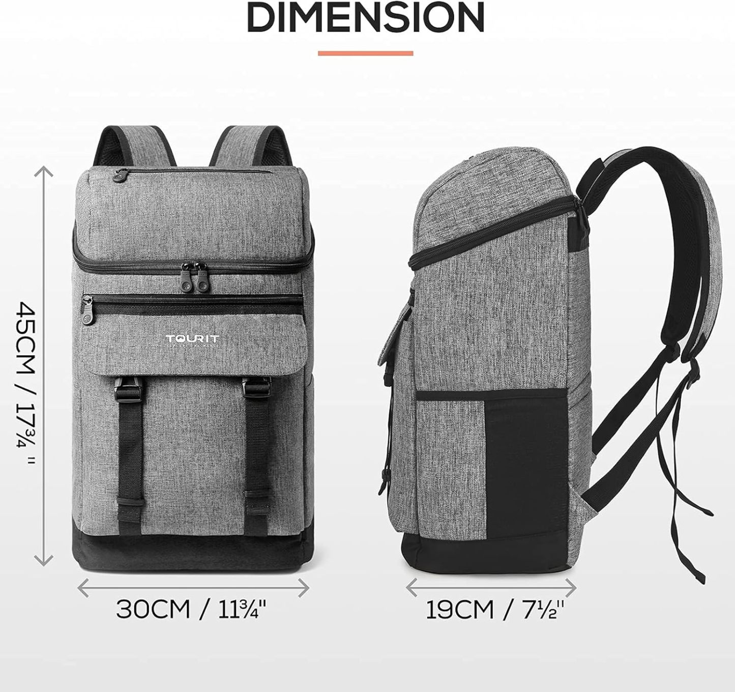 TOURIT Backpack Cooler Leak Proof 28 Cans Cooler Backpack Grey