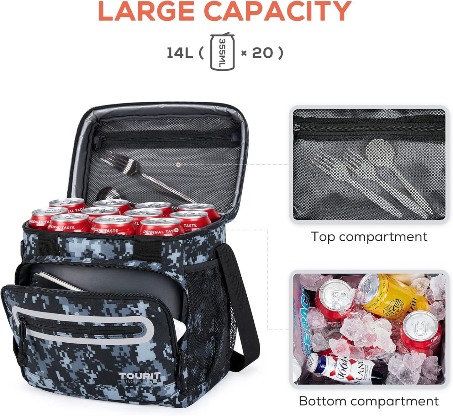 TOURIT 14L Large Lunch Bag Camo