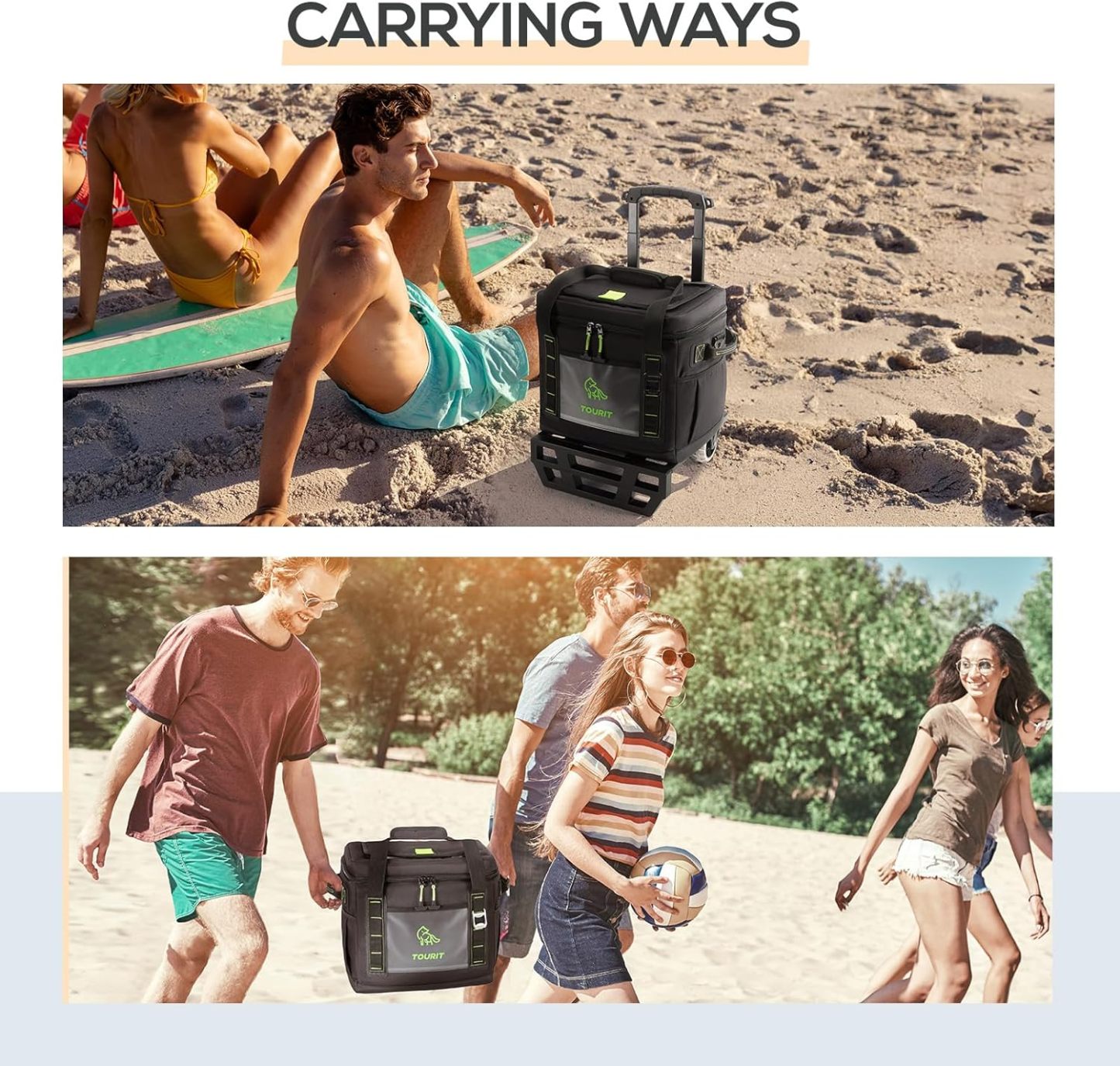 TOURIT Portable 50-Can Collapsible Rolling Soft Cooler Black