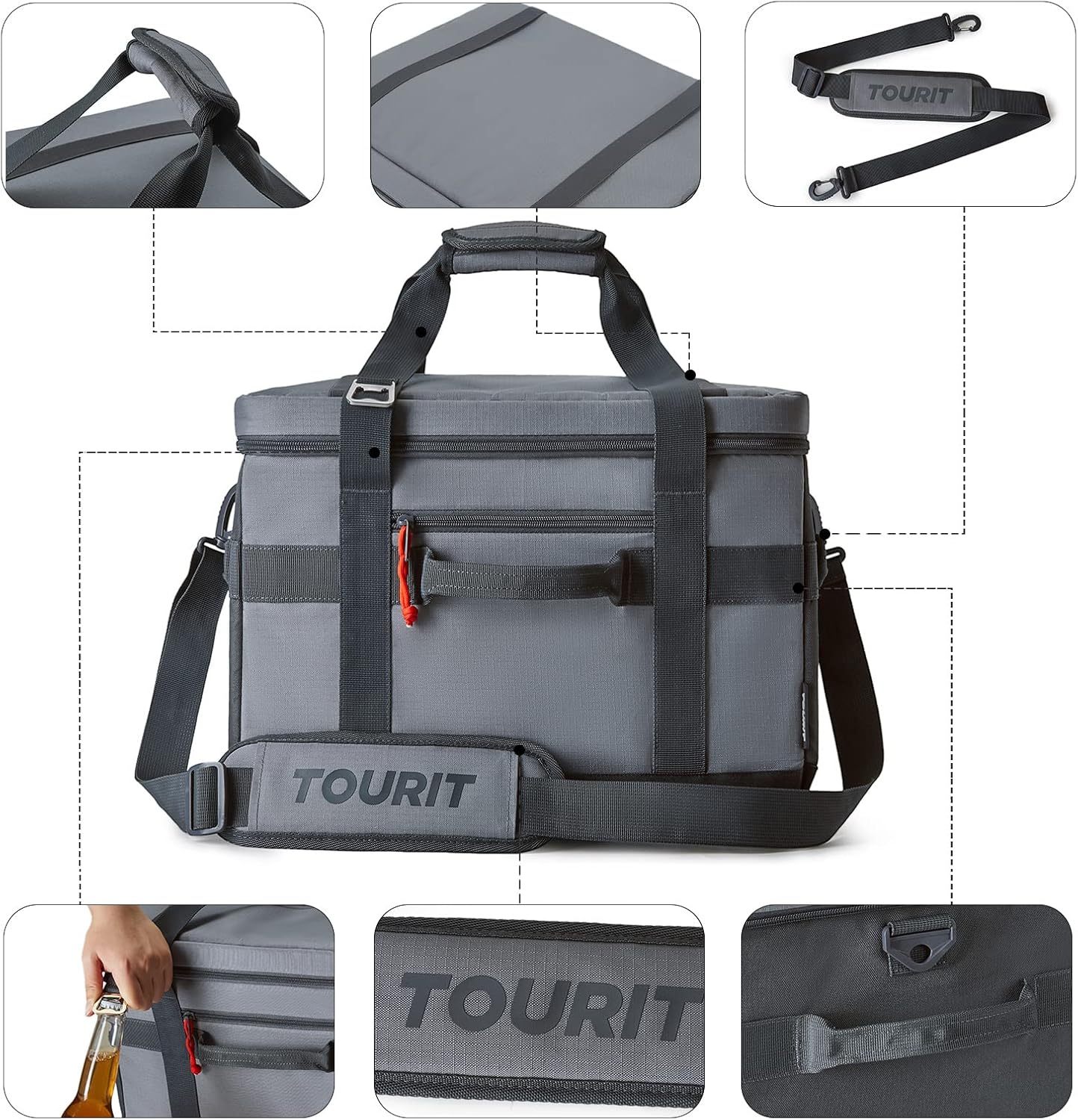 TOURIT 60 Can Cooler Bag Grey