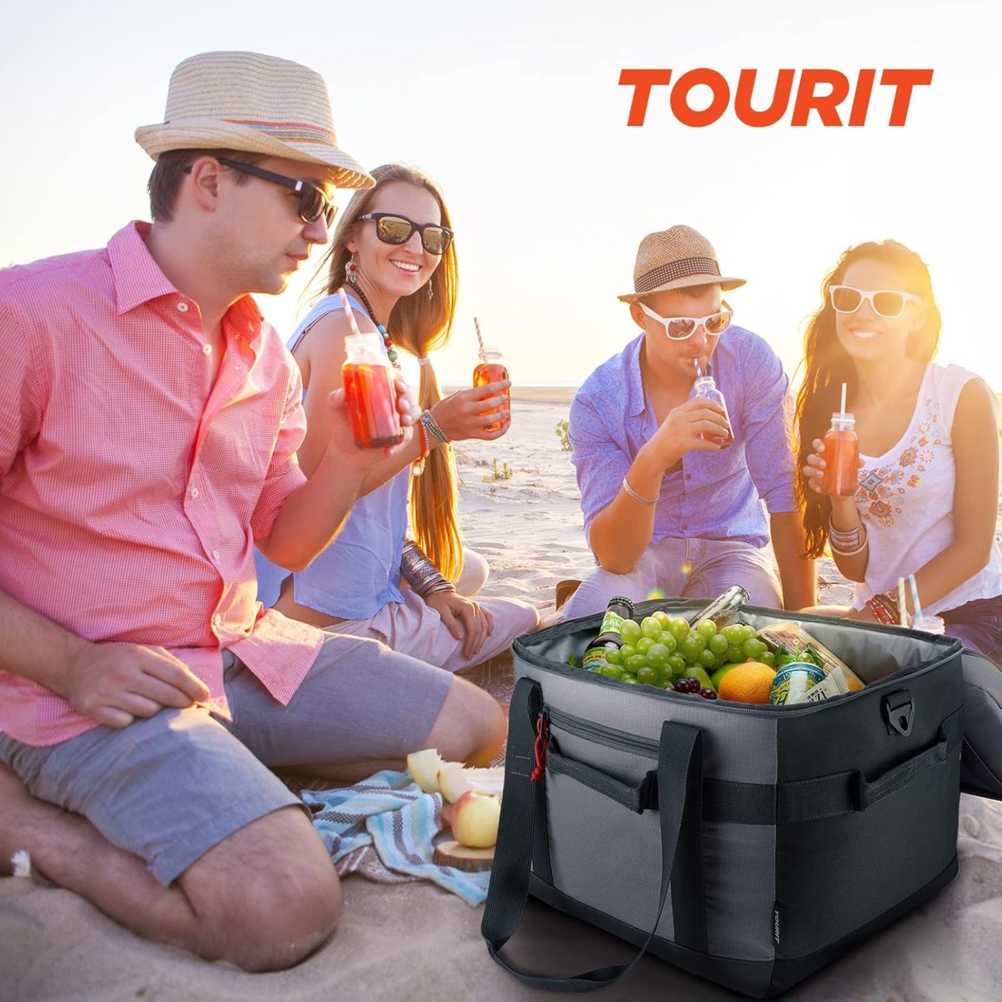 TOURIT 60 Can Cooler Bag Grey