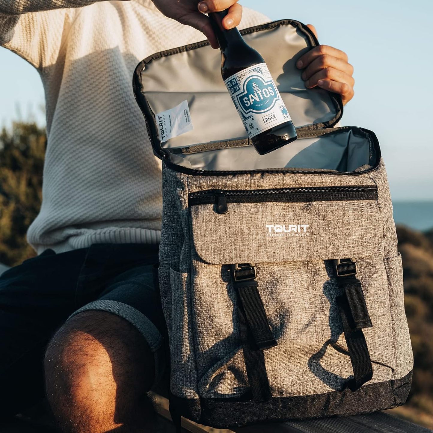 TOURIT Backpack Cooler Leak Proof 28 Cans Cooler Backpack Grey