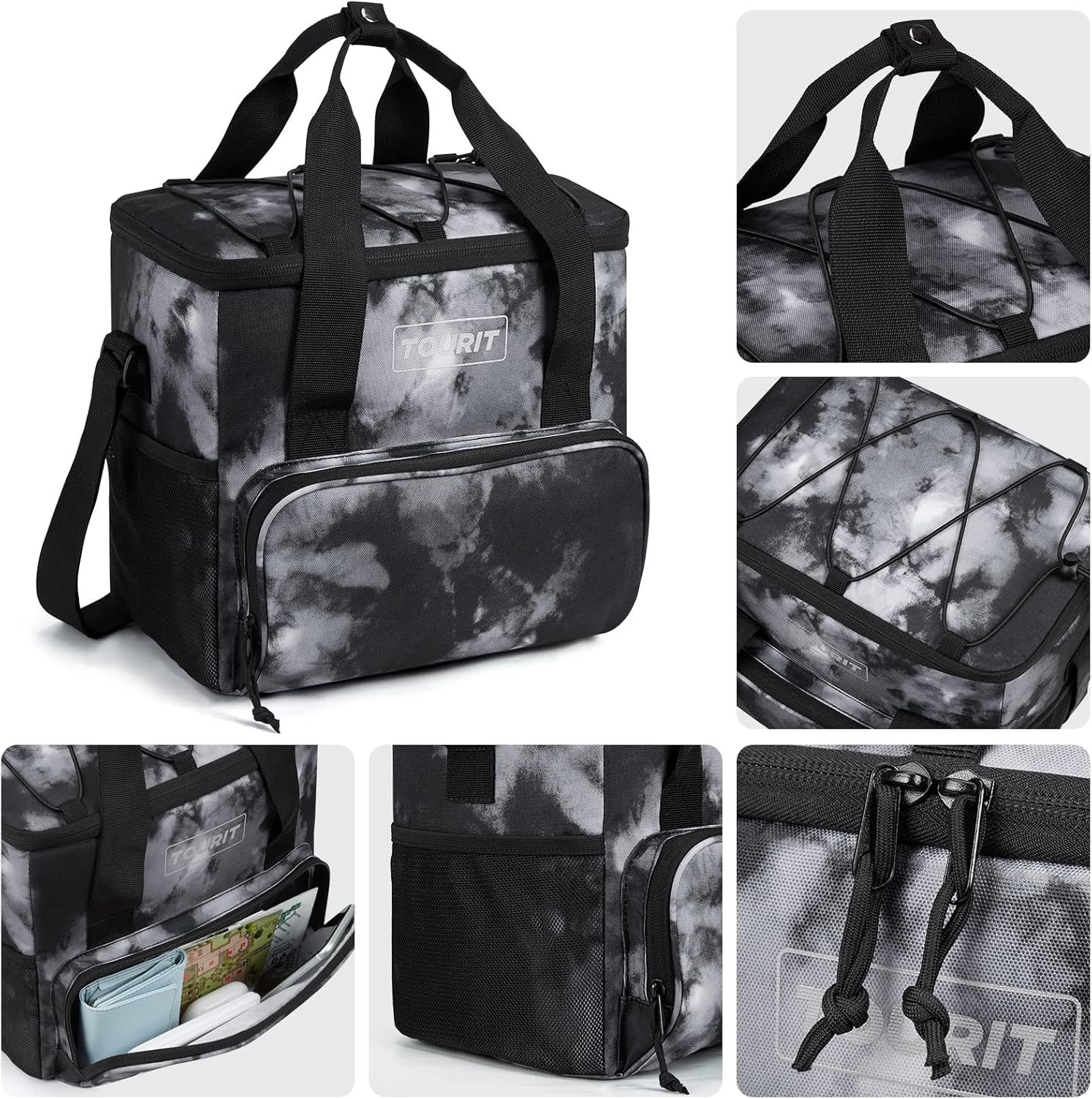 TOURIT 24 Can Cooler Bag Tie-dye Black