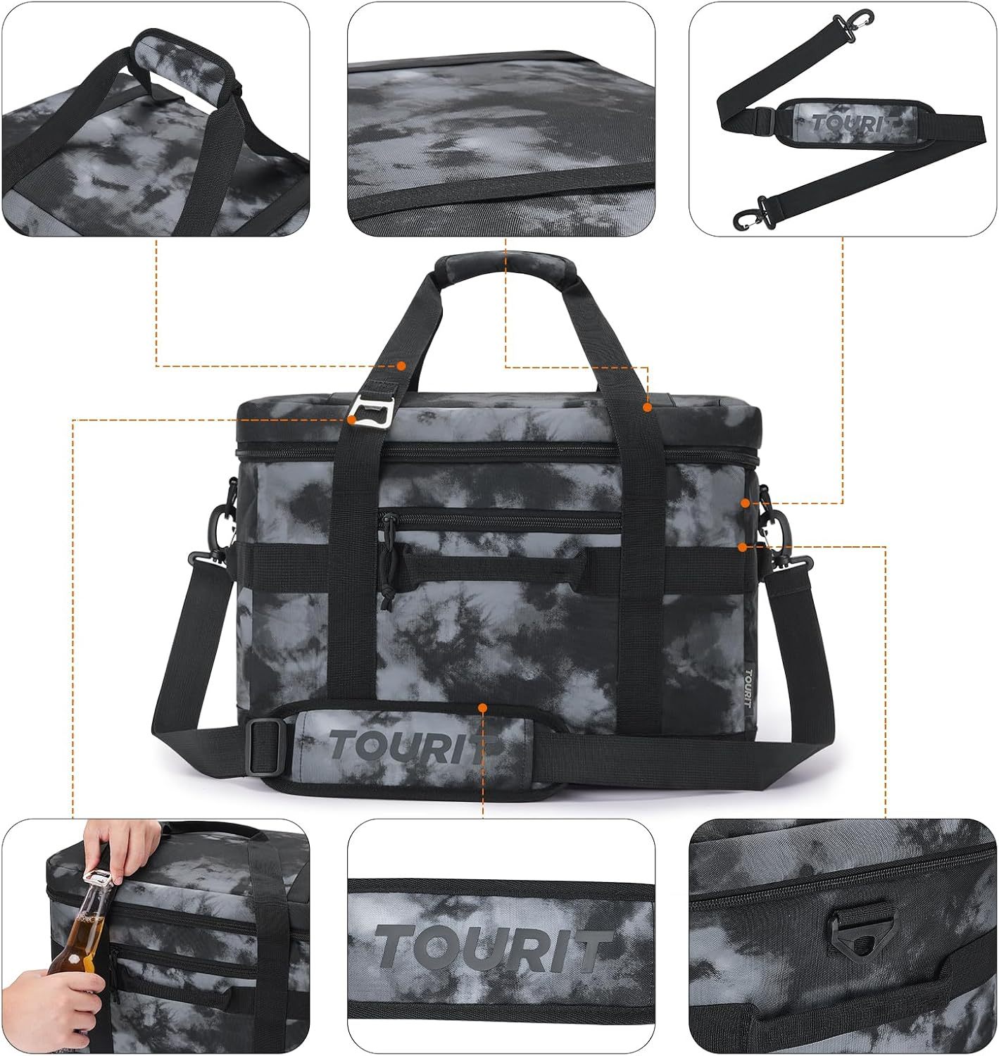 TOURIT 48 Can Cooler Bag Tie-dyed Black