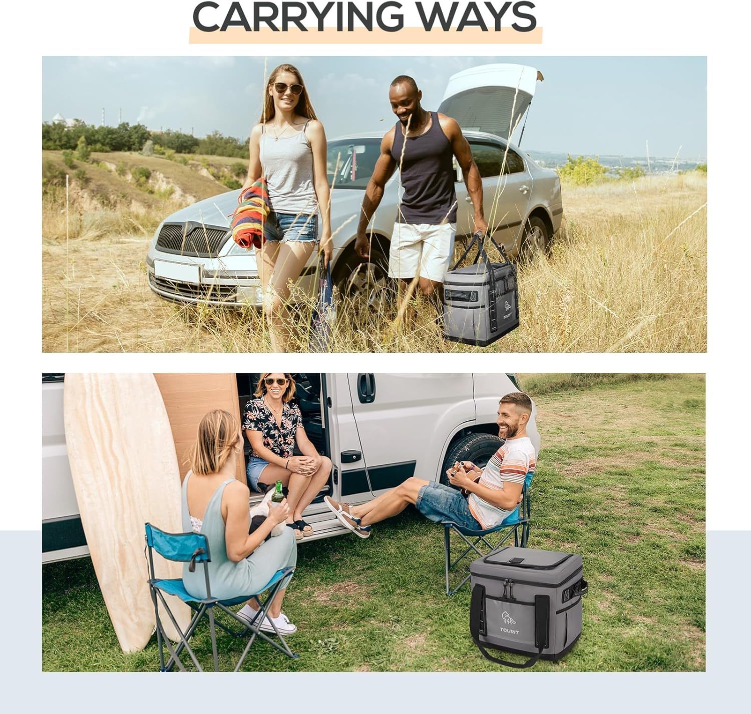 [Copy]TOURIT Portable 50-Can Collapsible Rolling Soft Cooler Grey