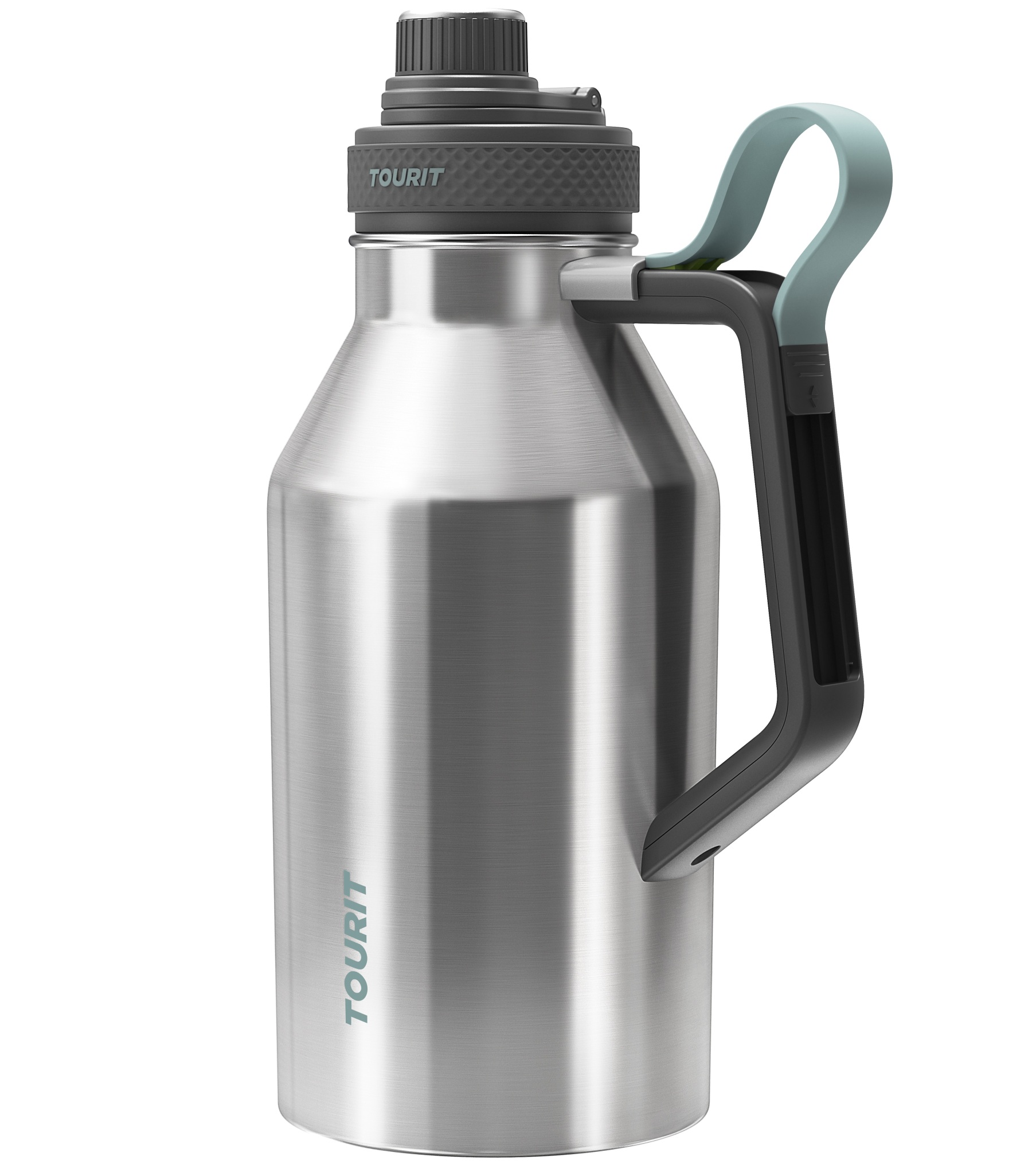 TOURIT 64oz Insulated Water Bottle Stainless Steel Silver