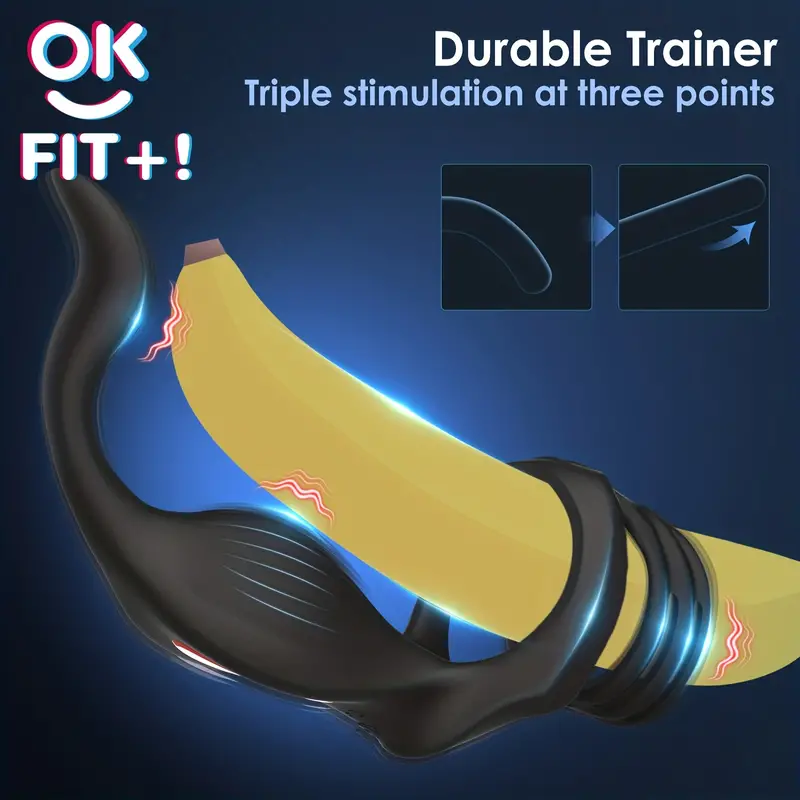 Adjustable Men's Delay Penis Vibration Ring & Butt Plug Stimulator