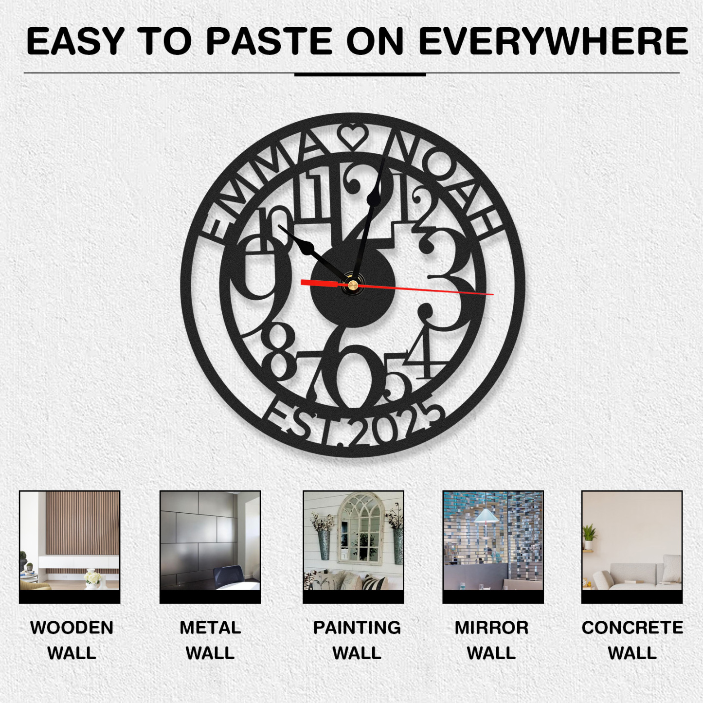 Personalized Mechanic Metal Wall Clock with Custom Name, Gear and Wrench Design, Silent Battery Operated Garage Workshop Decor