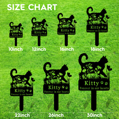 Custom Cat Memorial Stake,Cat Grave Marker,Metal Cat Garden Stake with Flowers