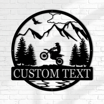 Personalized Dirt Bike Outdoor Metal Wall Art, Motocross Decor Dirt Bike Decor, Biker Name Metal Sign