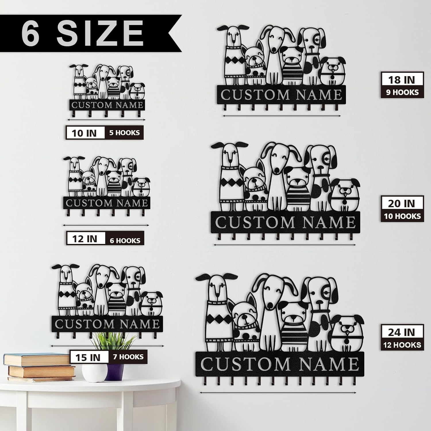 Custom Metal Key Rack for Pet Lovers, Dog Pack Key Holder-MetalsignX