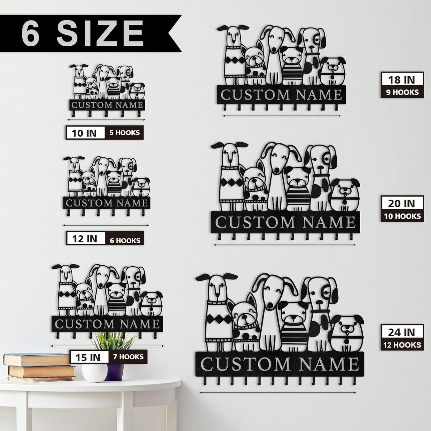 Custom Metal Key Rack for Pet Lovers, Dog Pack Key Holder-MetalsignX