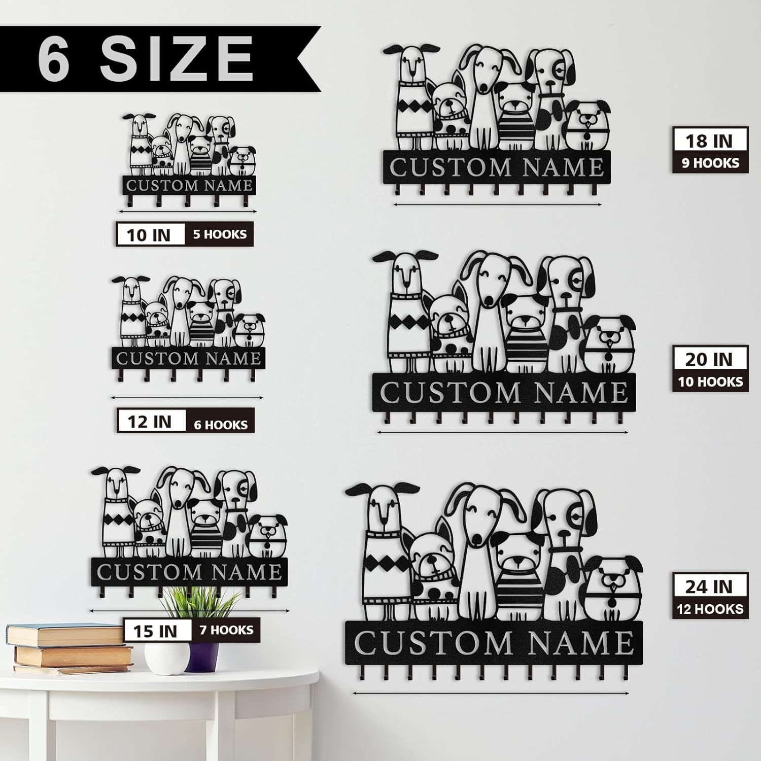 Custom Metal Key Rack for Pet Lovers, Dog Pack Key Holder-MetalsignX