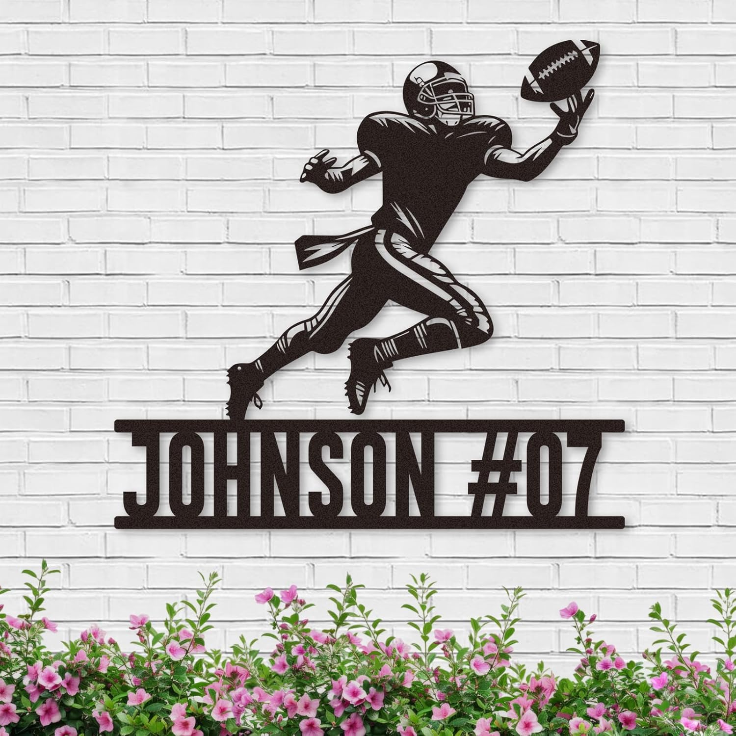 Custom Football Sign Metal Wall Art, American Football Player Hanging Sign Outdoor Metal-MetalsignX