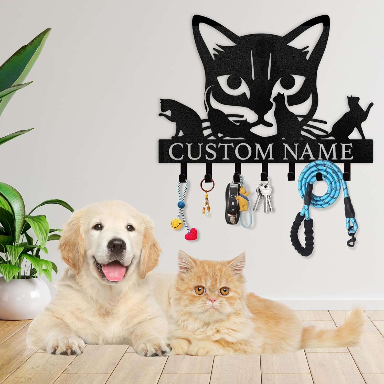 Custom Name Metal Key Holder Wall Mount, Organizer Rack for Home Entryway-MetalsignX